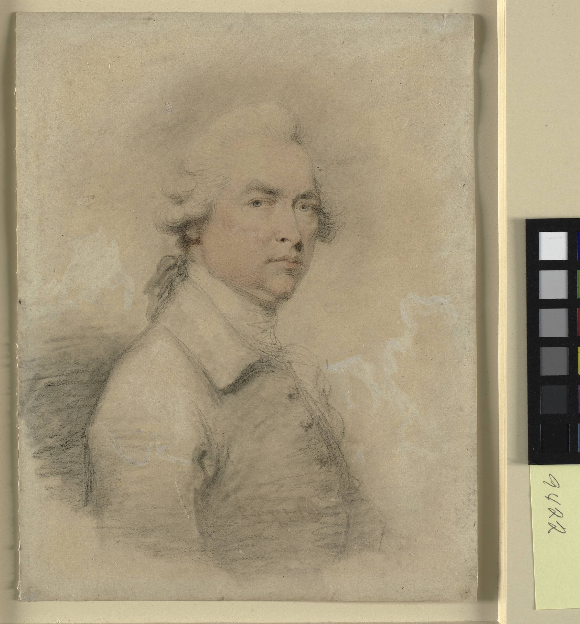 Head and shouldres portrait of a man turned to the right