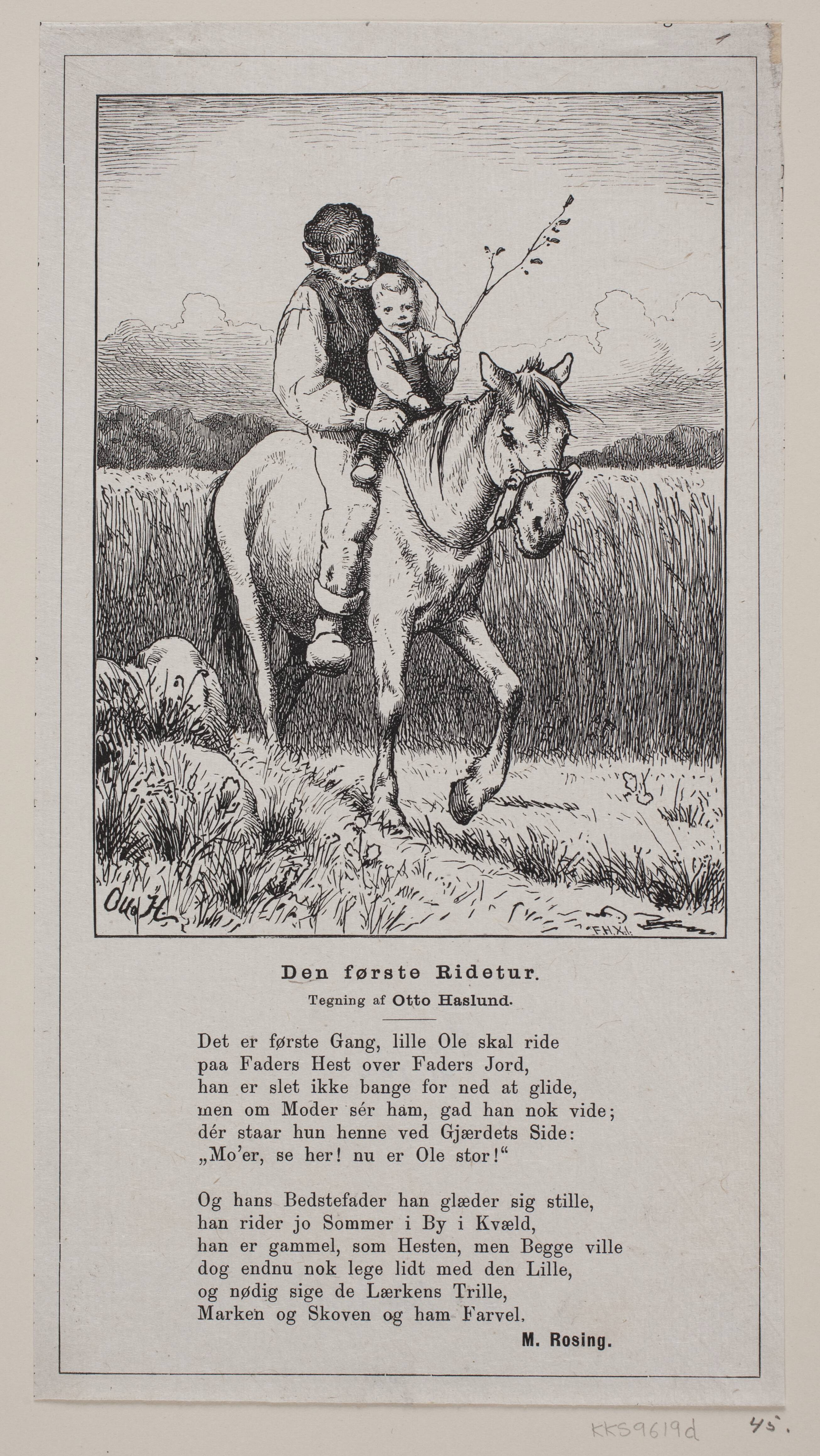 "Den første ridetur", digt af M. Rosing