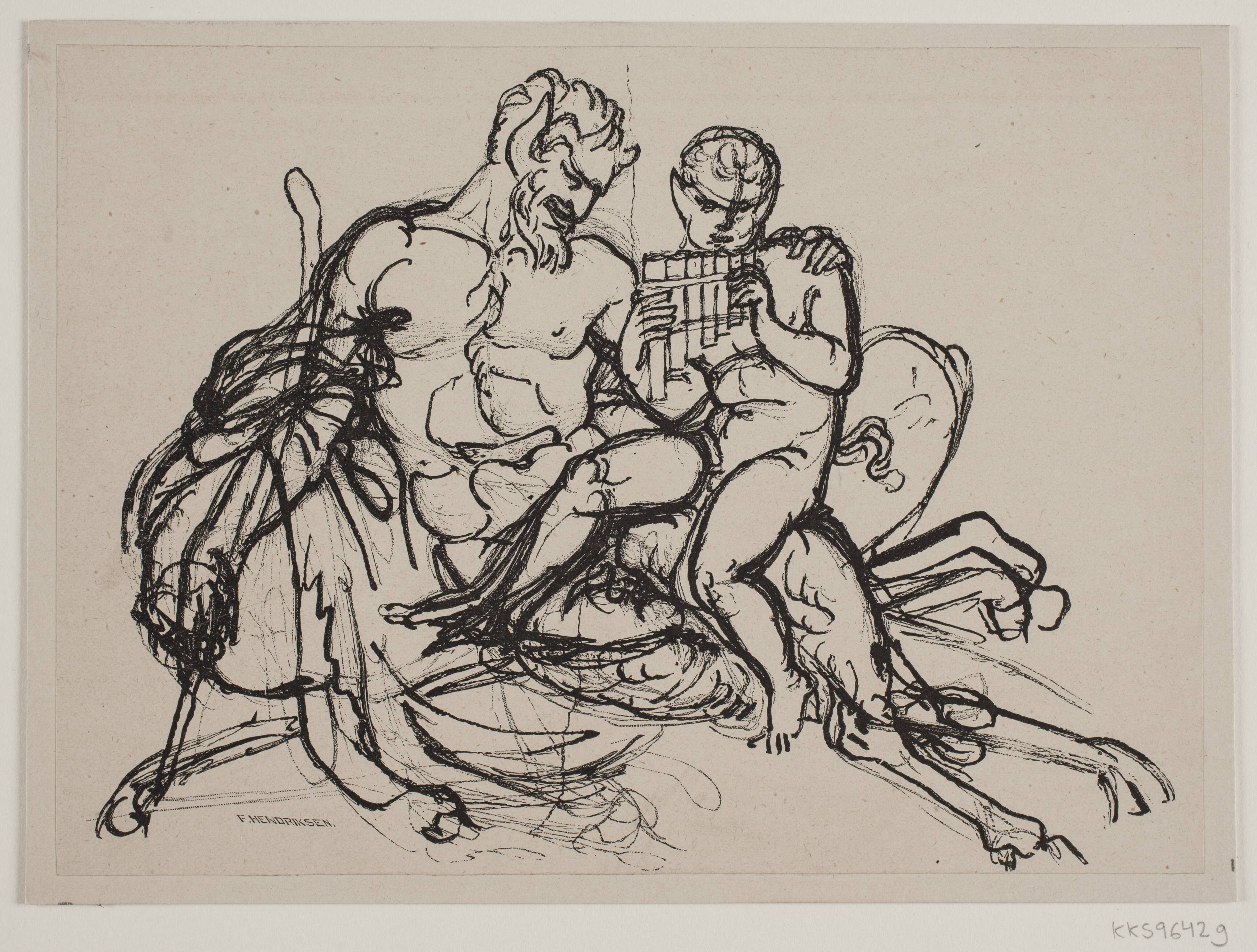Satyr undervises i at spille syrinx