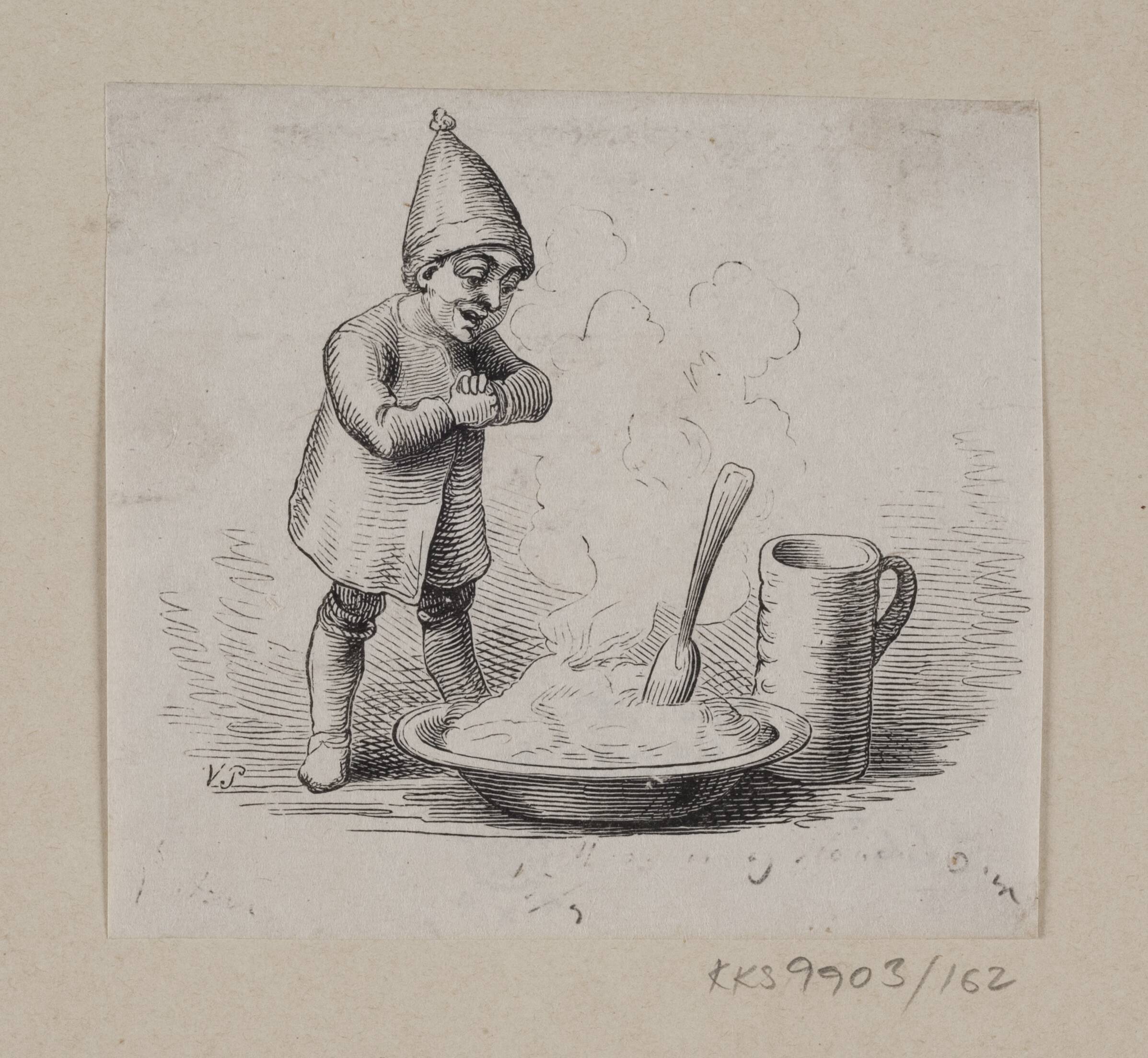 Illustration til "Nissen hos Spekhøkeren" i H.C. Andersen, "Eventyr og Historier", Bind 2