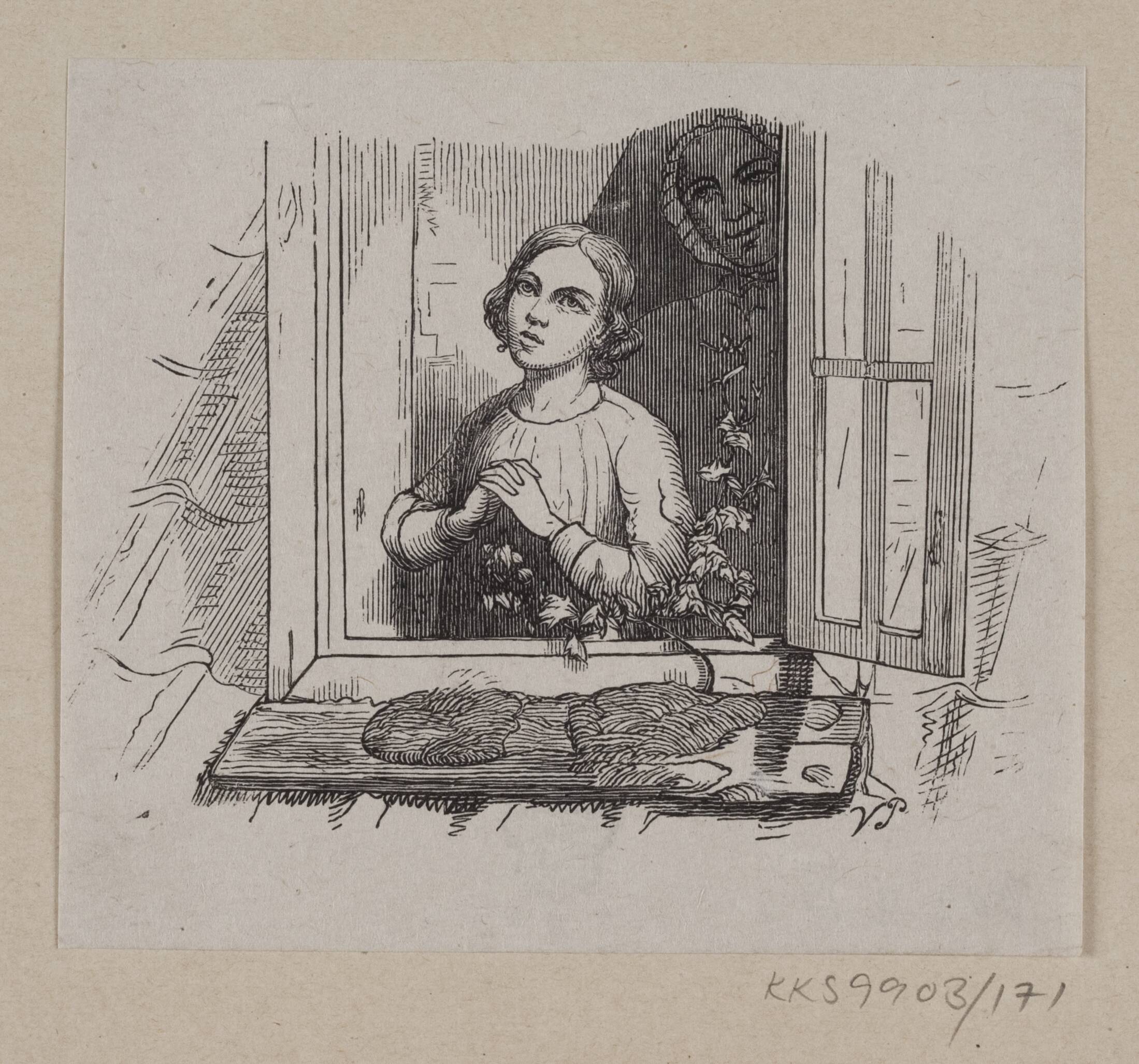 Illustration til "Fem fra en Ærtebælg" i H.C. Andersen, "Eventyr og Historier", Bind 2