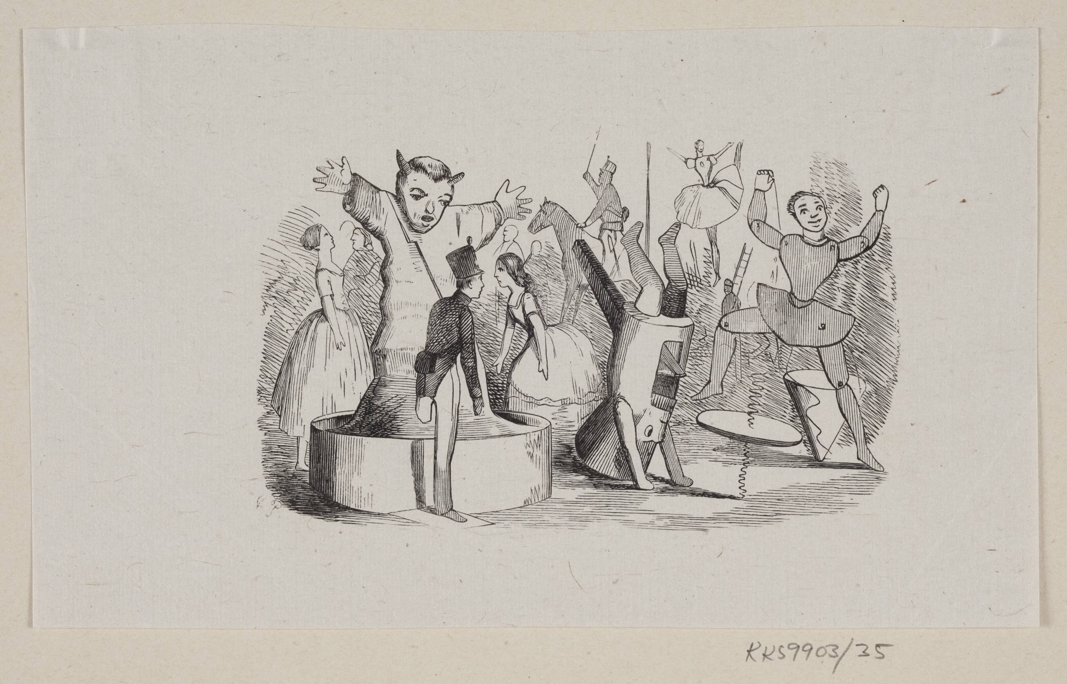 Illustration til "Den standhaftige Tinsoldat" i H.C. Andersen, "Eventyr og Historier", Bind 1