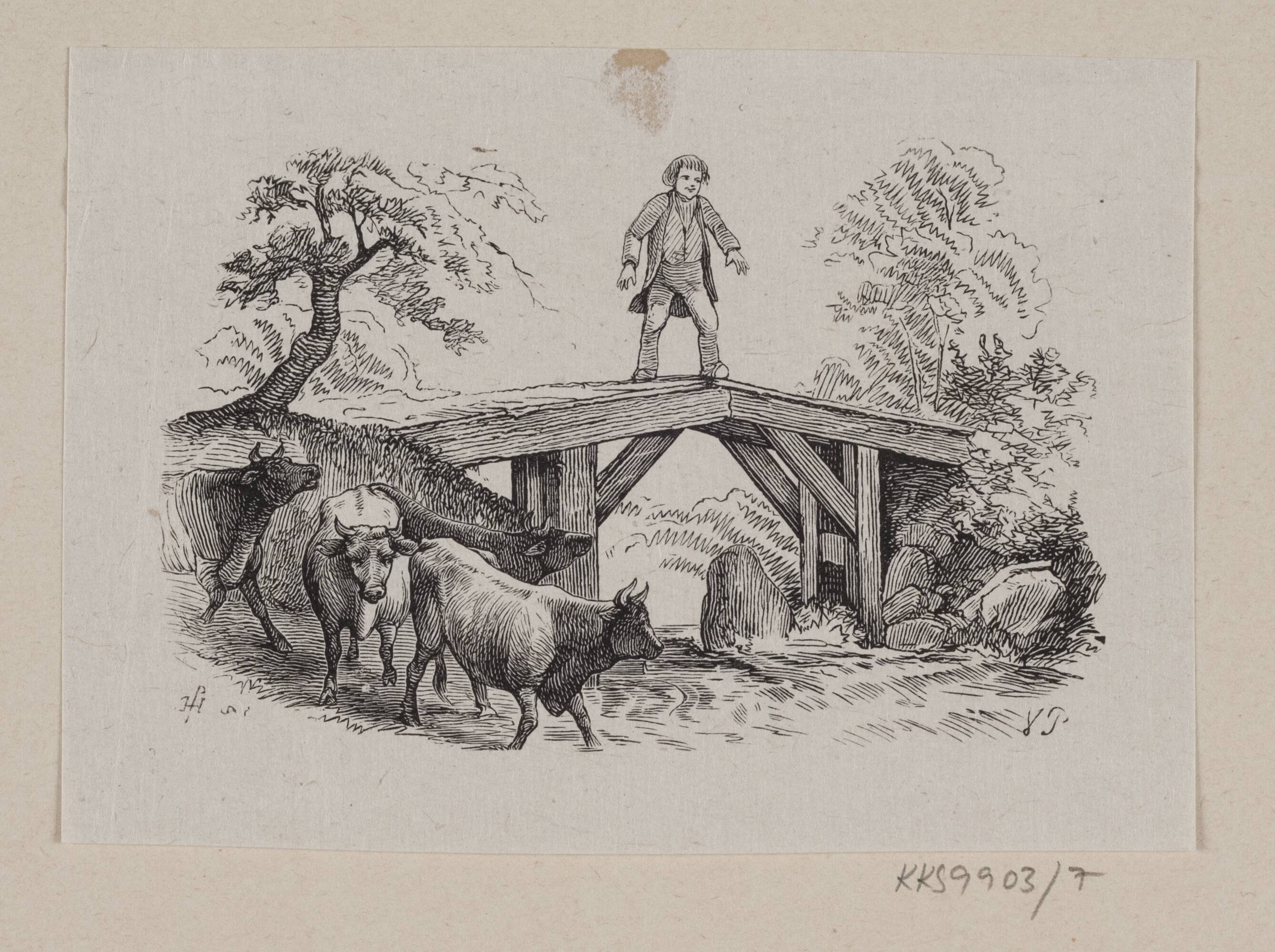 Illustration til "Store Claus og lille Claus" i H.C. Andersen, "Eventyr og Historier", Bind 1