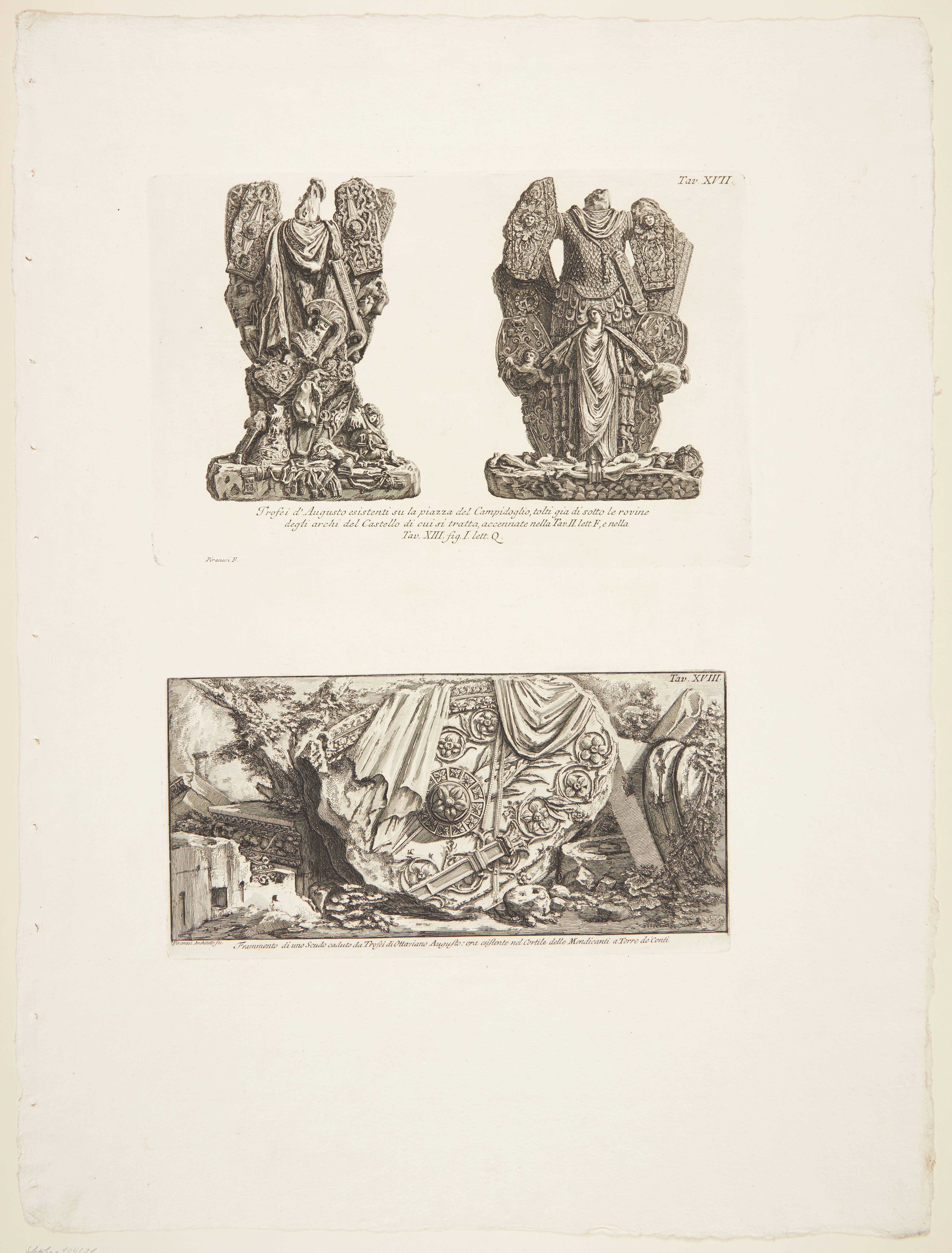 Trophies of Augustus on the Campidoglio, which once stood on the ruins of the arches of the Fountainhead, and a vignette