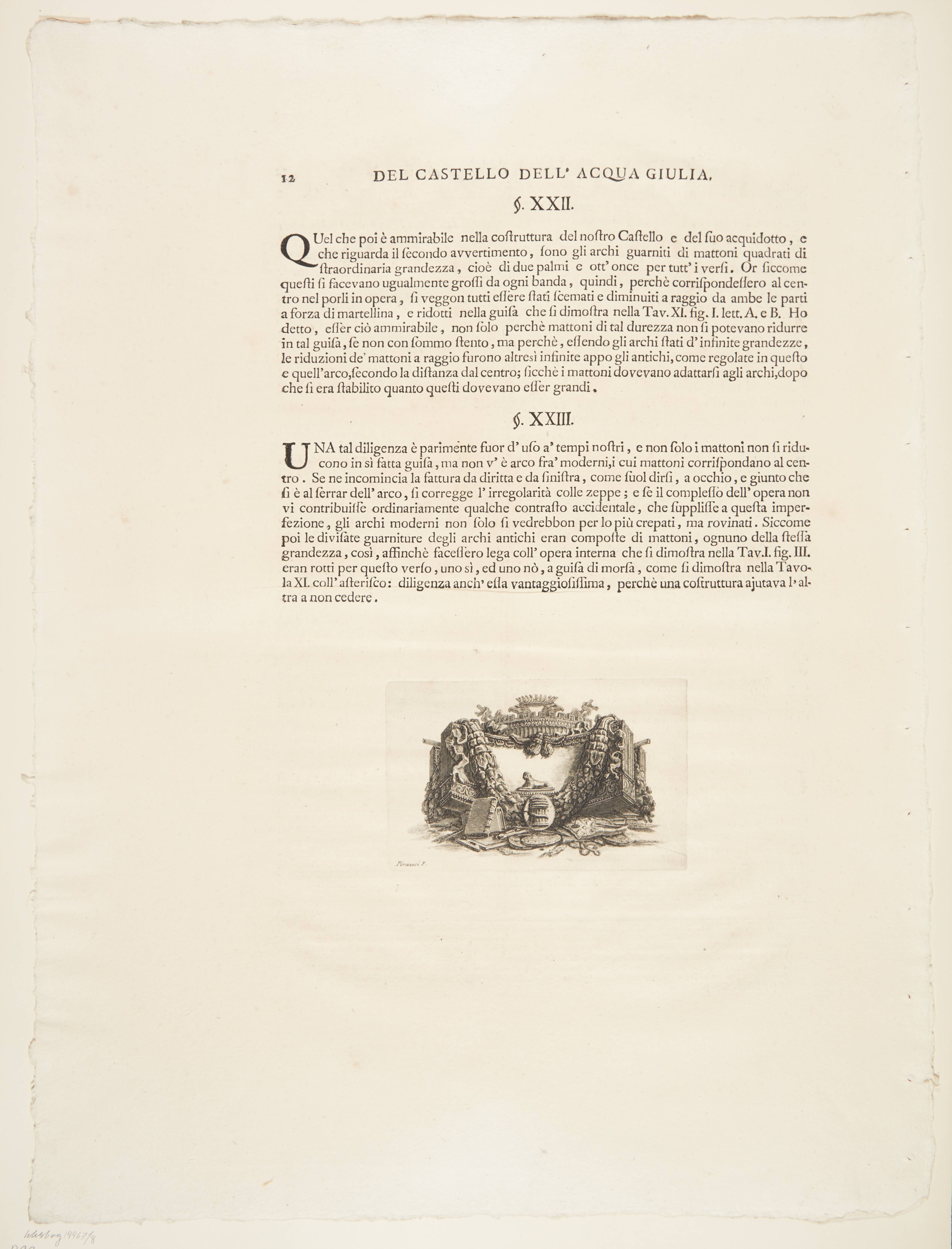 Concerning the Fountainhead of the Acqua Giulia. Text sheet
