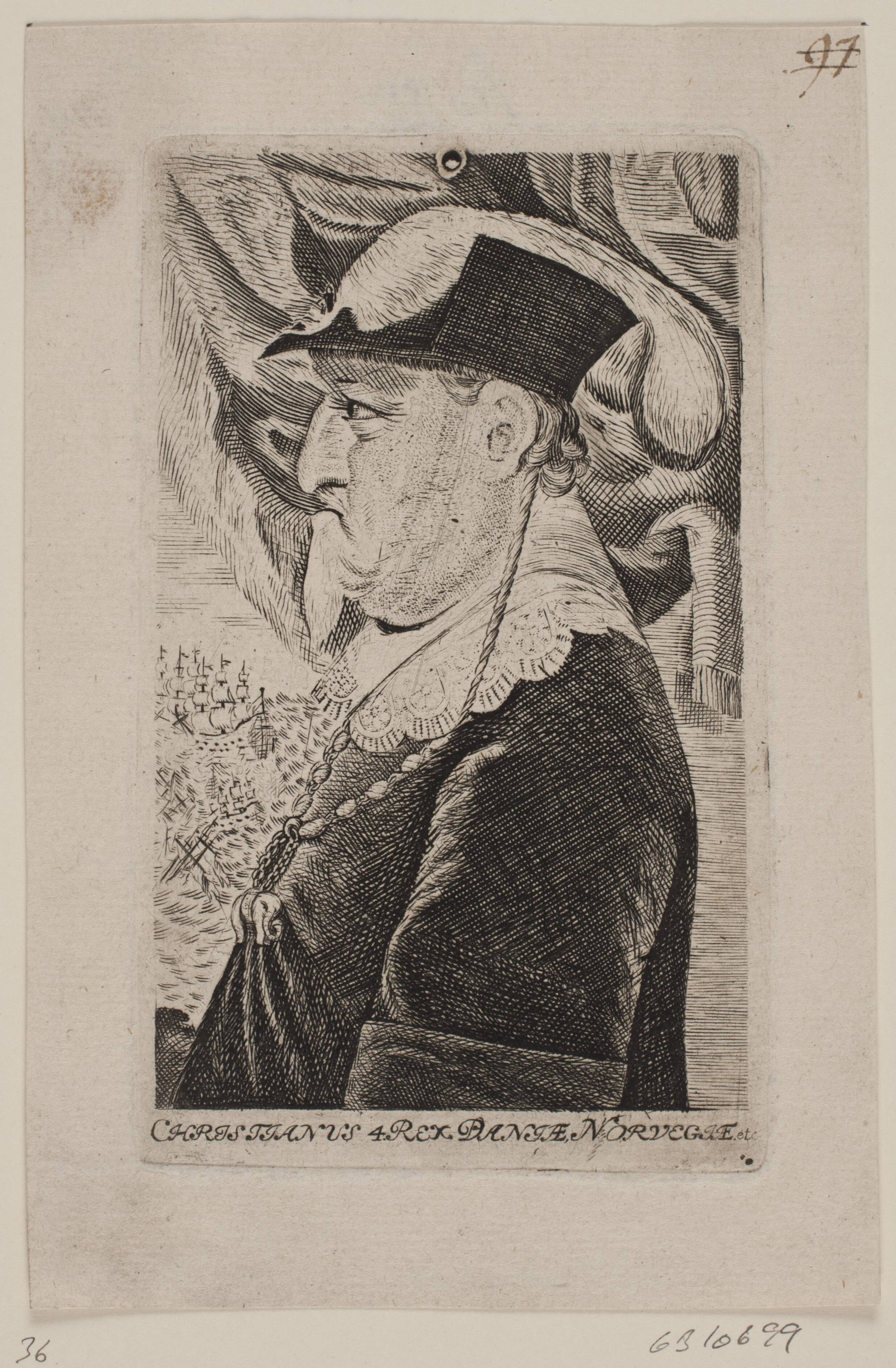 Christian IV som gammel. Profil