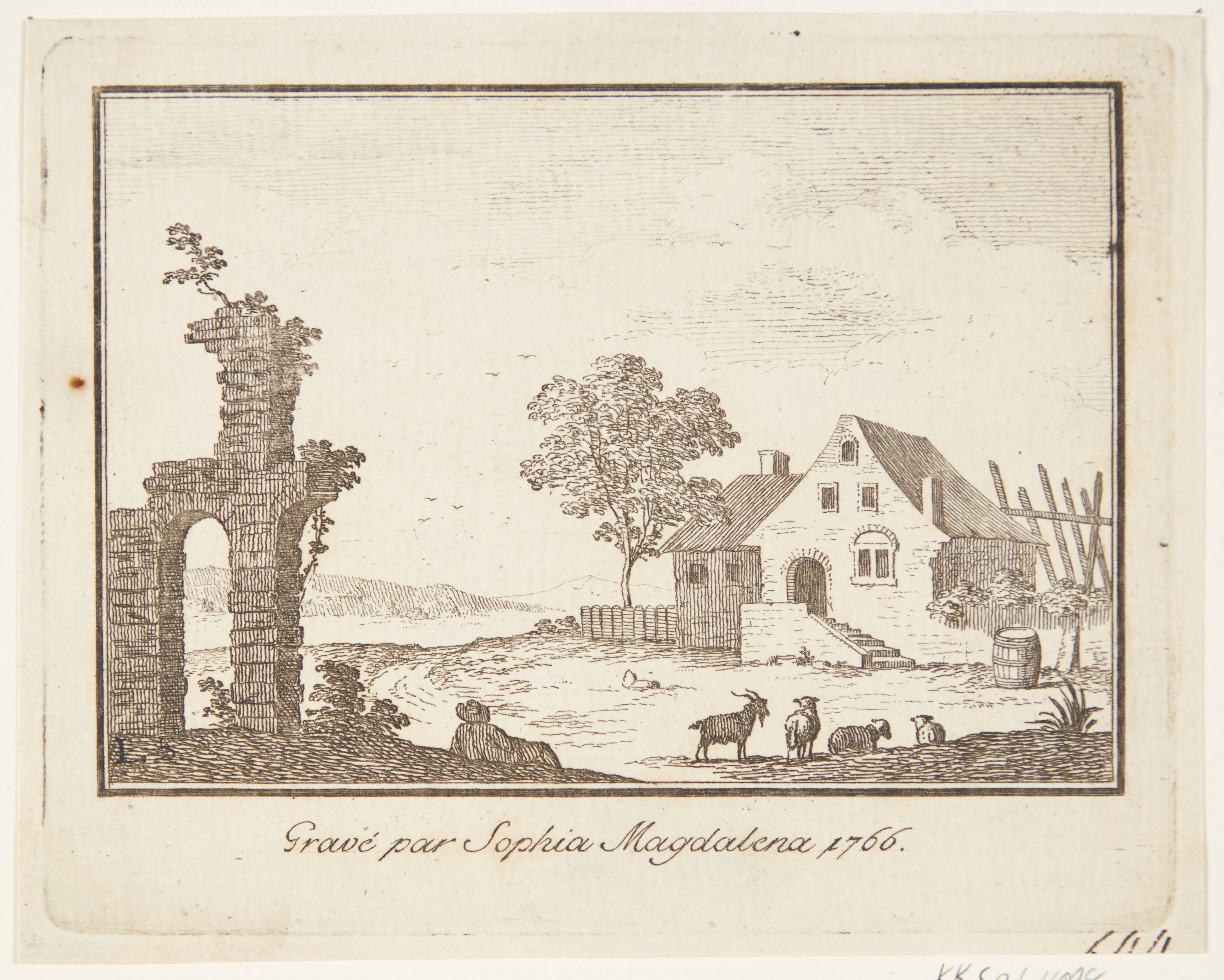 Landskab med ruin
