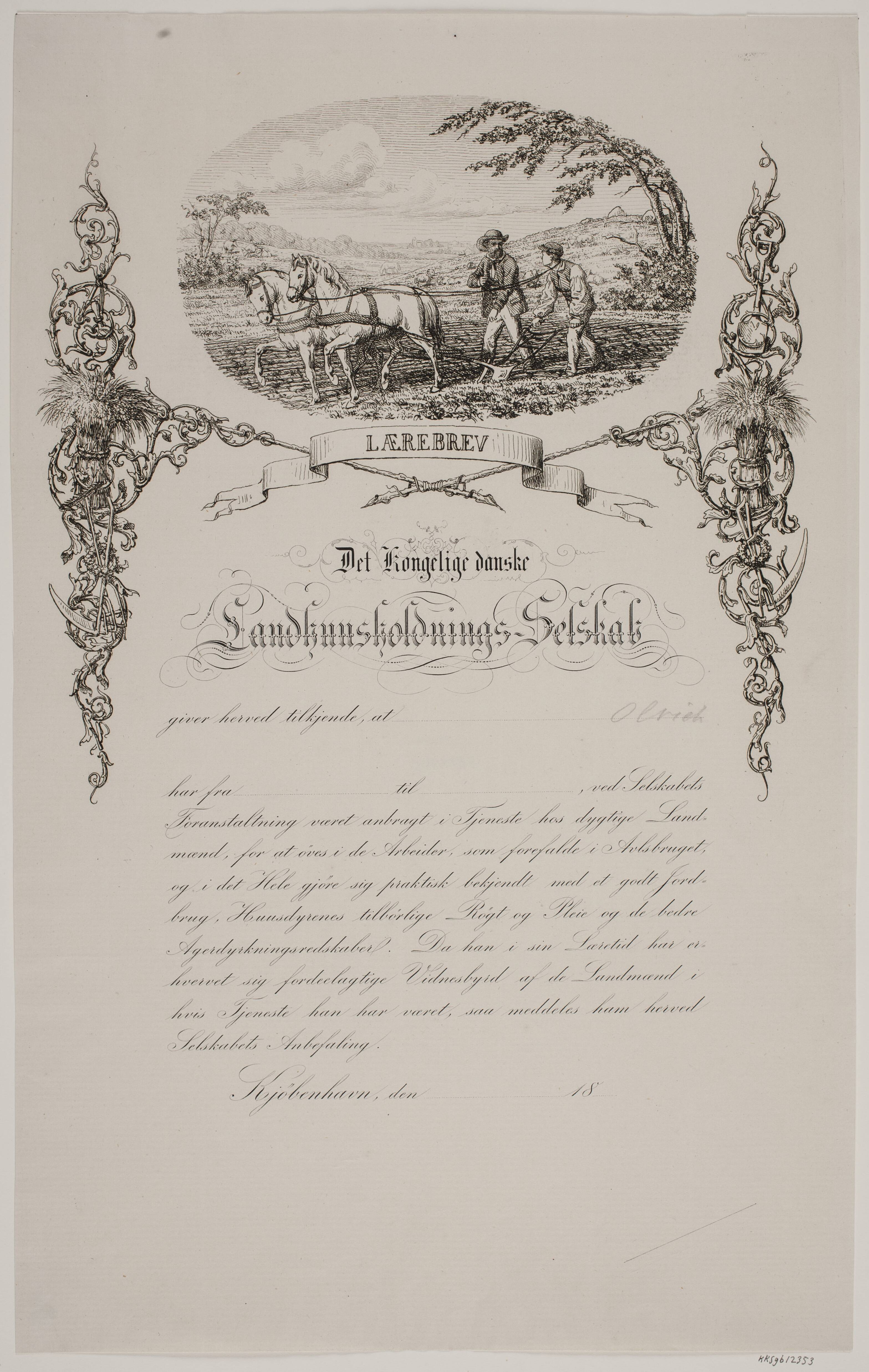 Lærebrev for det Kgl. Landhusholdningsselskab