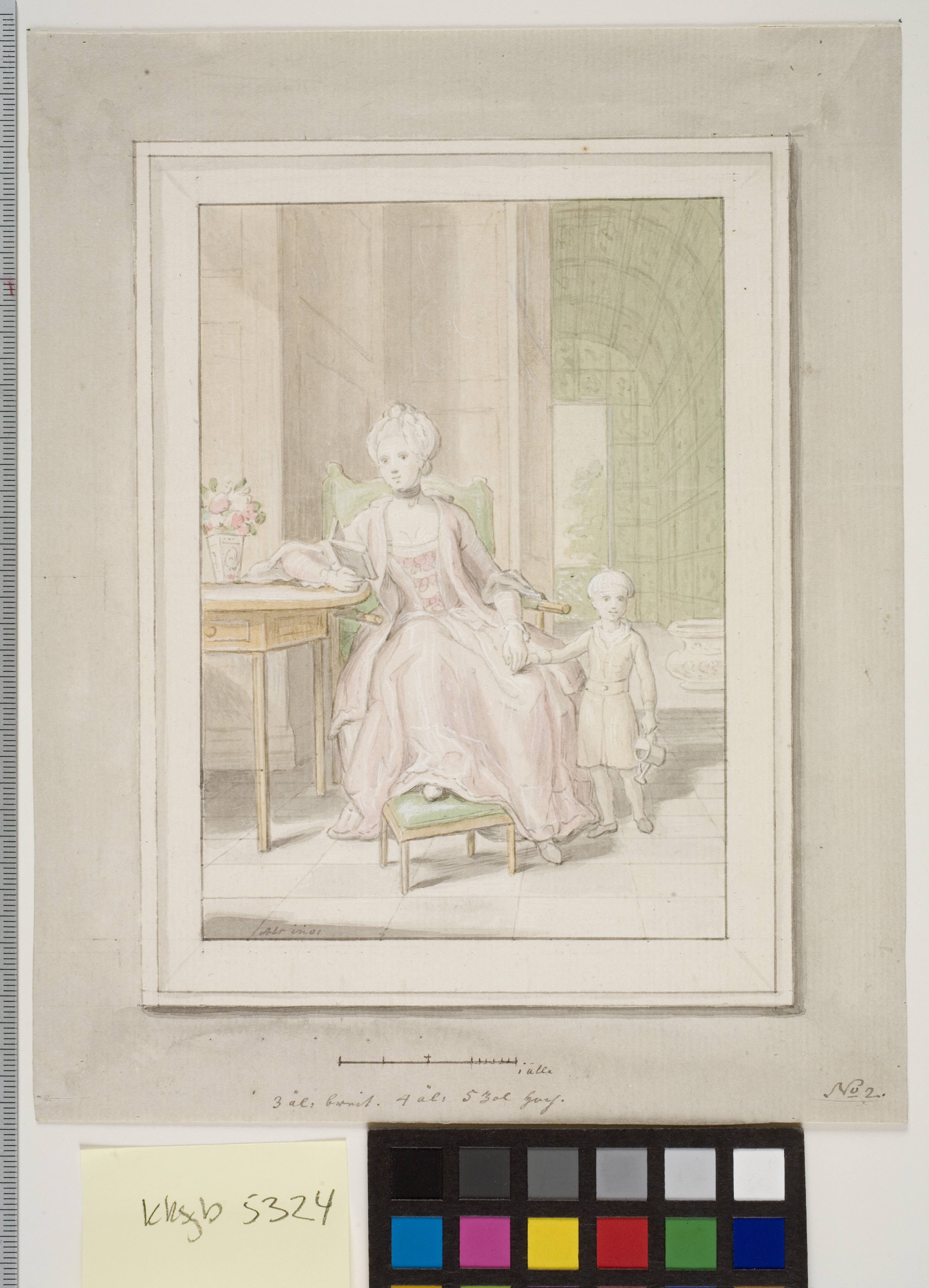 Dronning Caroline Mathilde med kronprins Frederik.