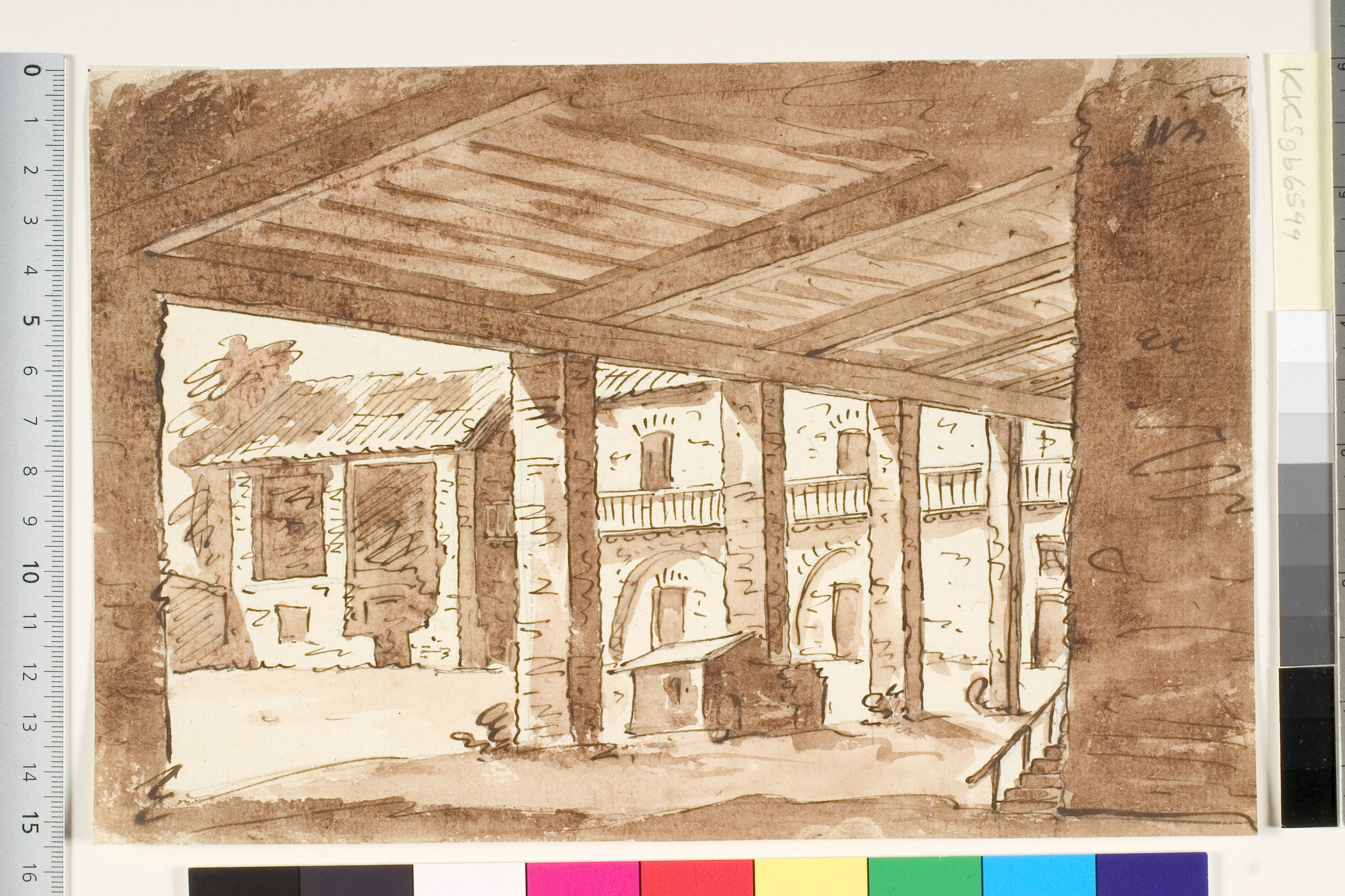 Italiensk gård med arkade