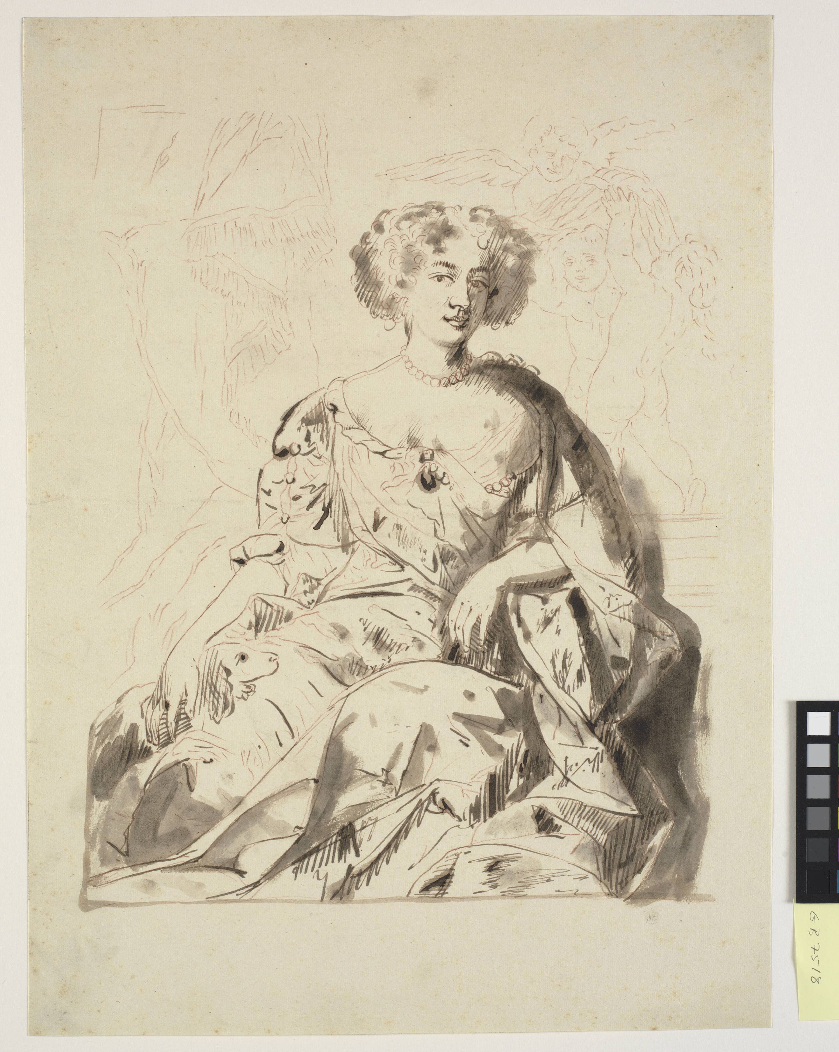 Portræt af en dame, siddende, halv figur