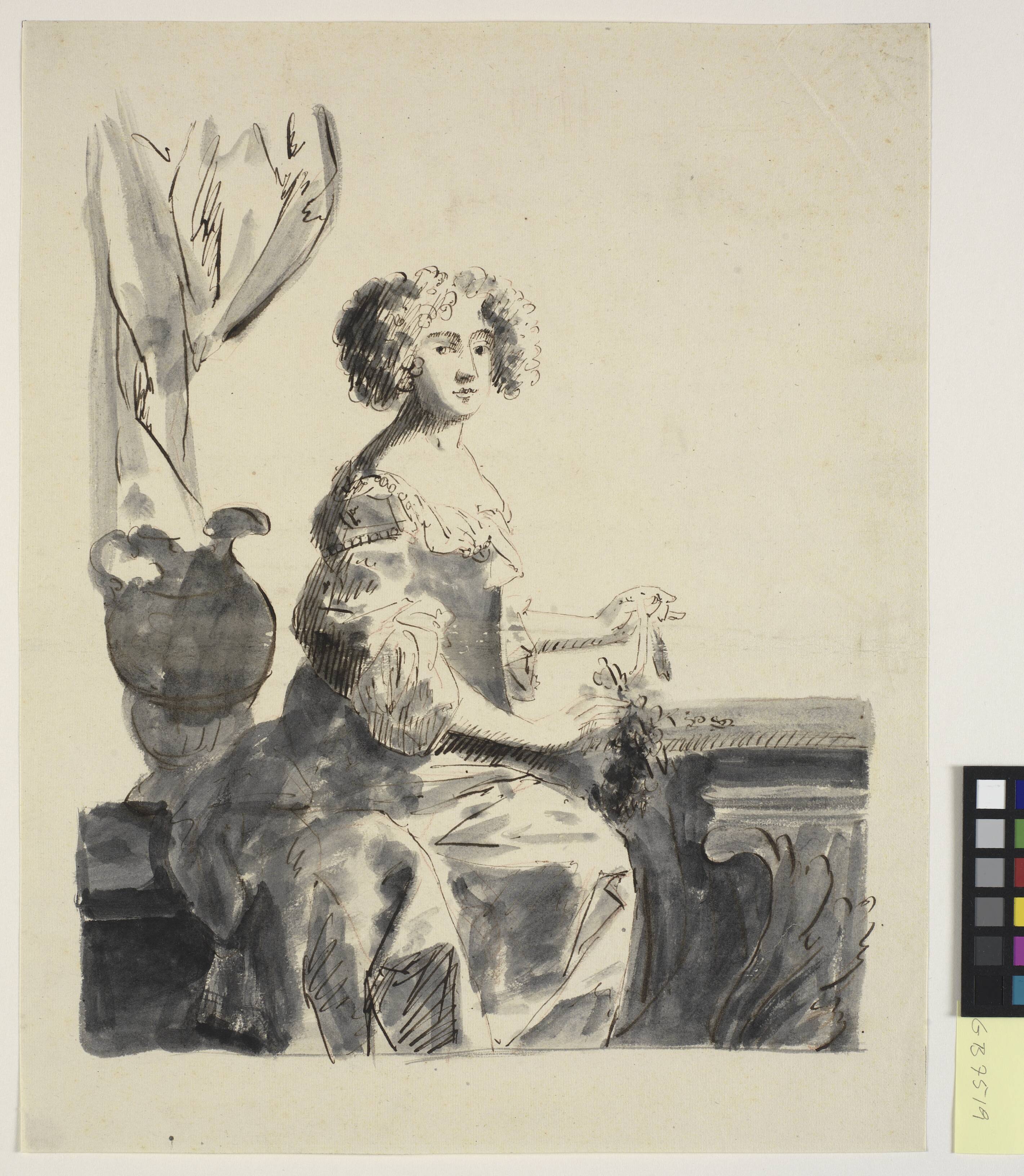 Portræt af en dame, siddende, halv figur