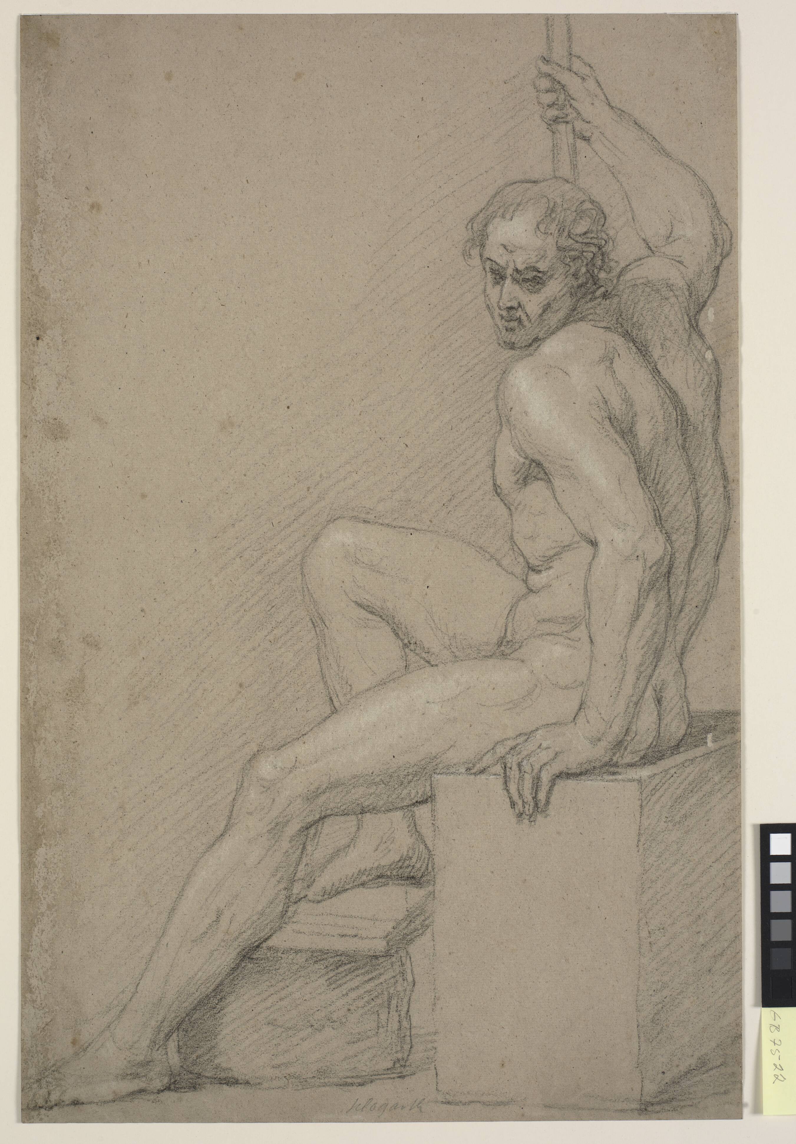 Study of sitting naked man