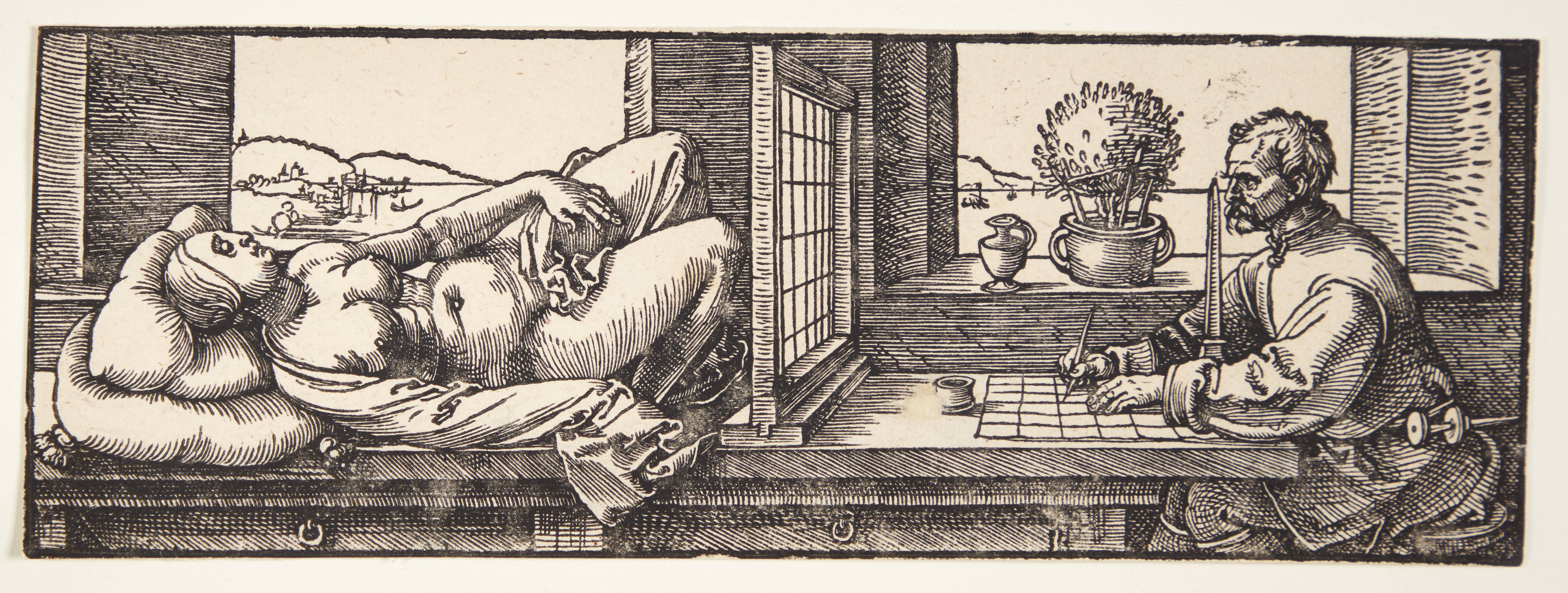 Draftsman drawing a nude