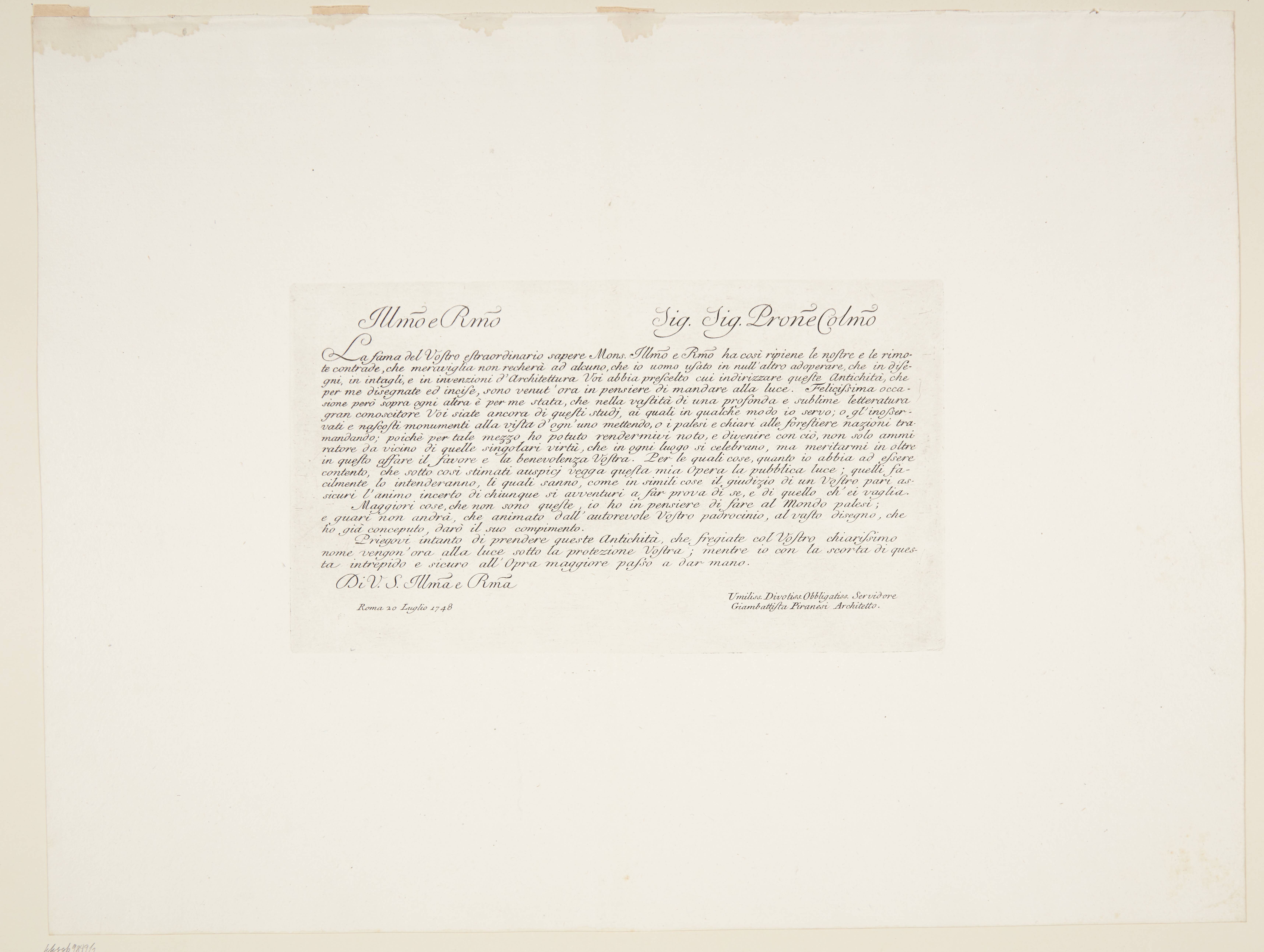 Dedication to Giovanni Bottari