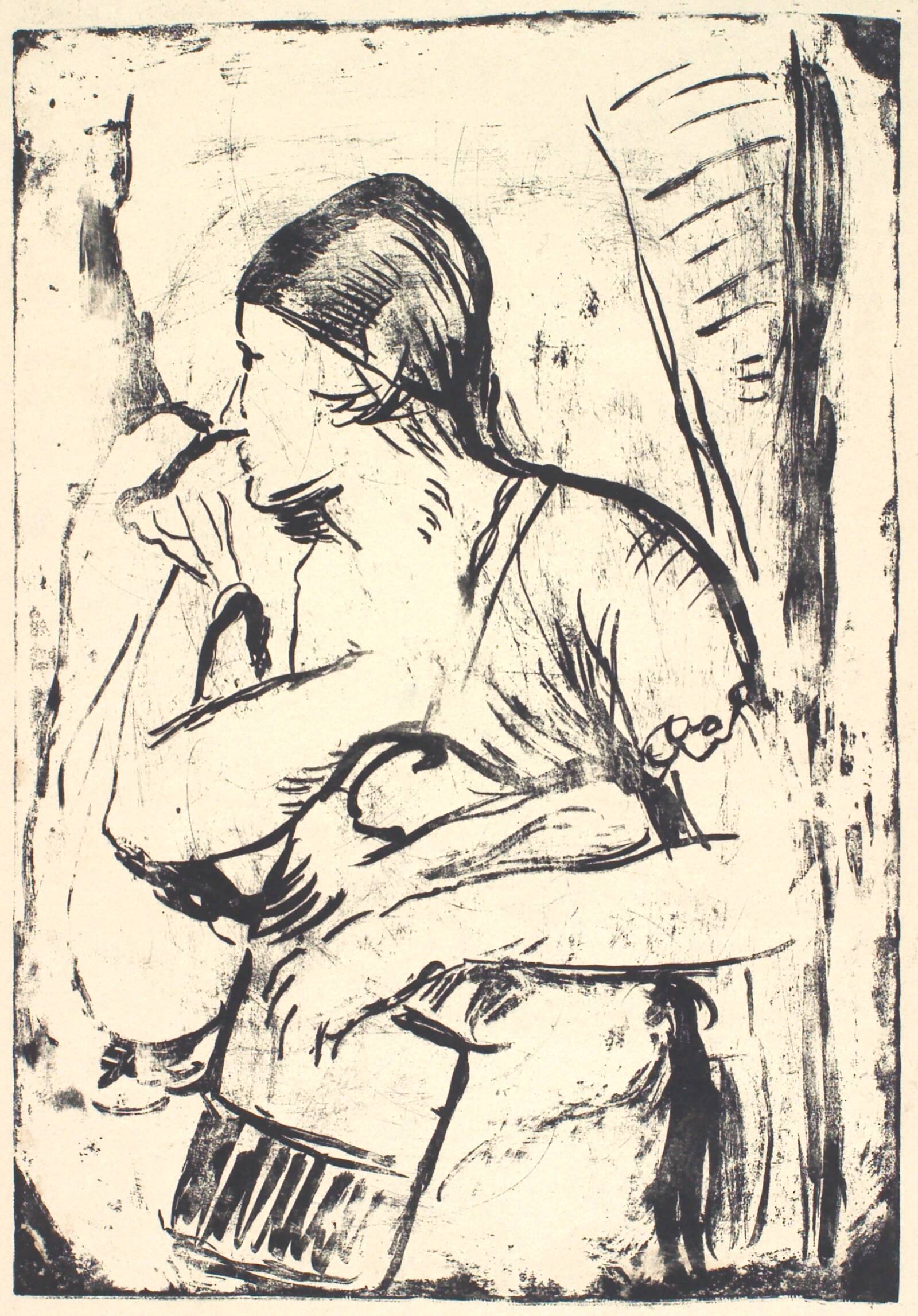 Liggende kvinde med bog, Holger J. Jensen, 1926