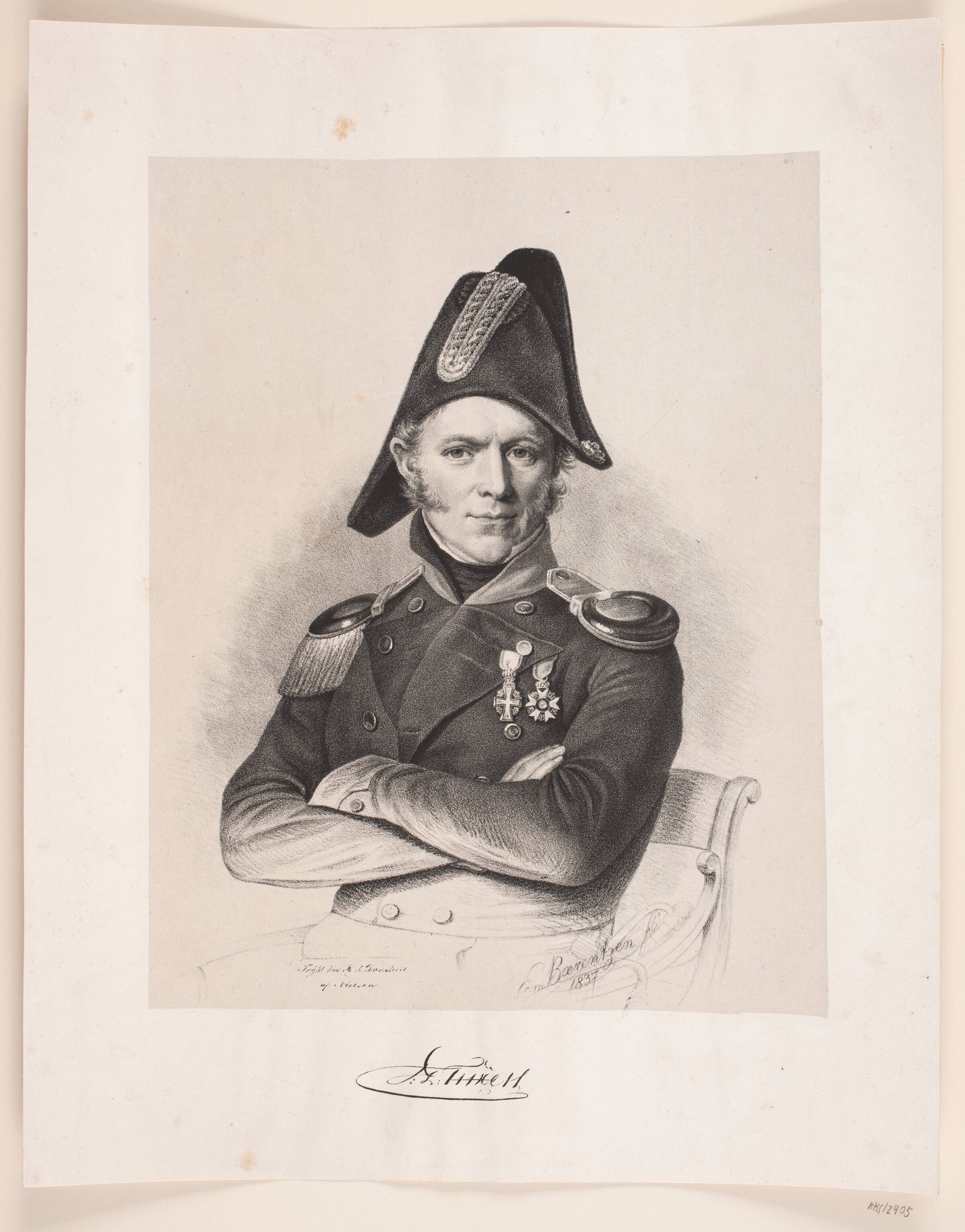 Søren Ludvig Tuxen, Emil Ditlev Bærentzen, 1837