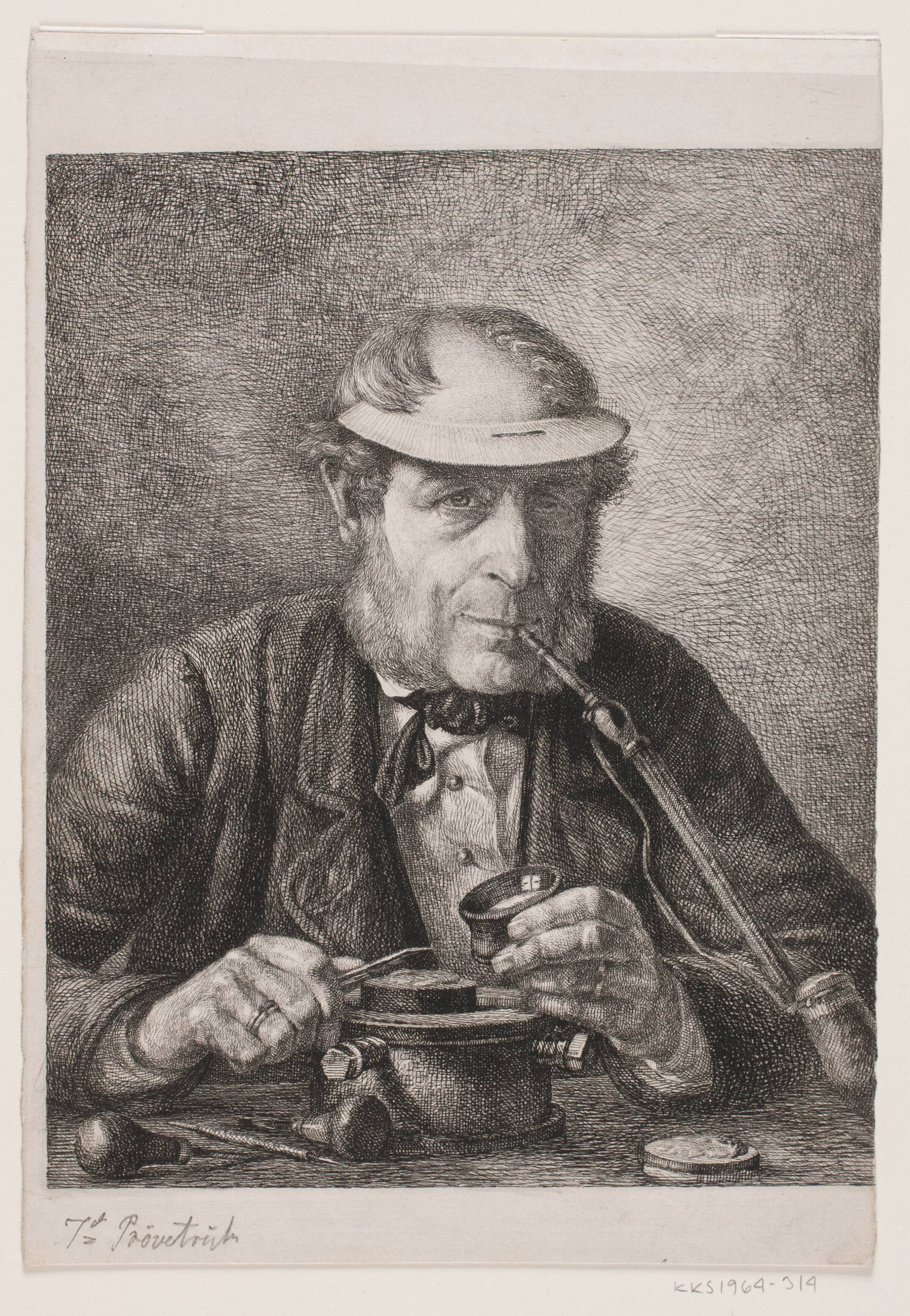 Portræt af kunstnerens far, medaillør F.C. Krohn, Pietro Købke Krohn, 1865