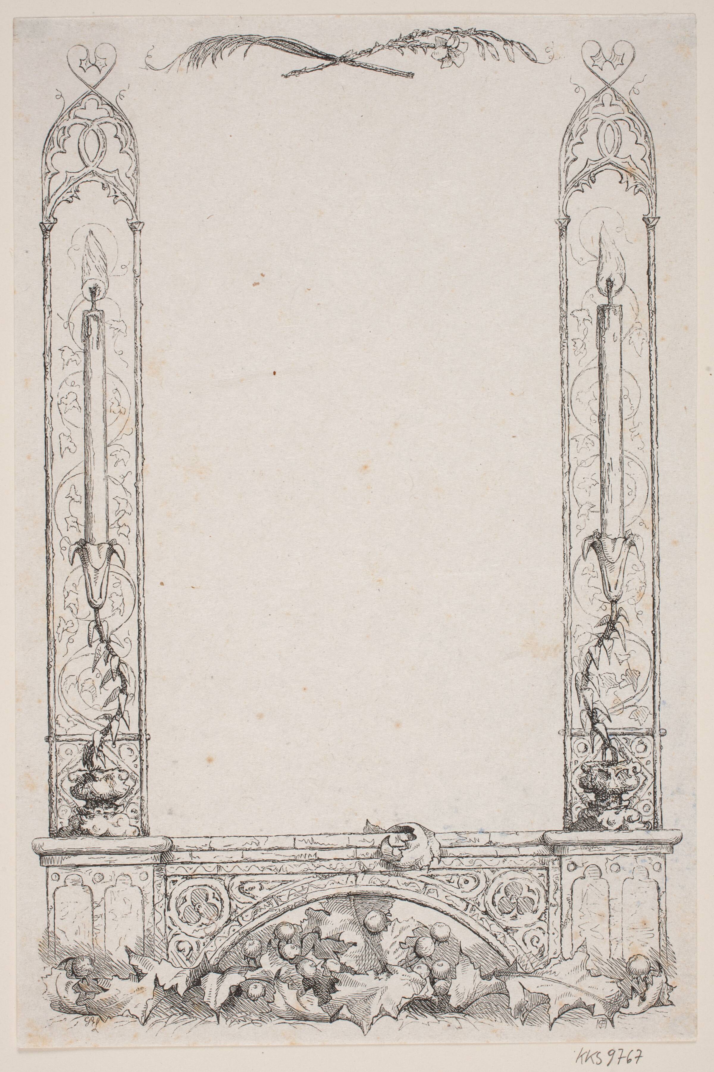 Ornamental indramning i gotisk stil, H.C. Henneberg, 1826-1893