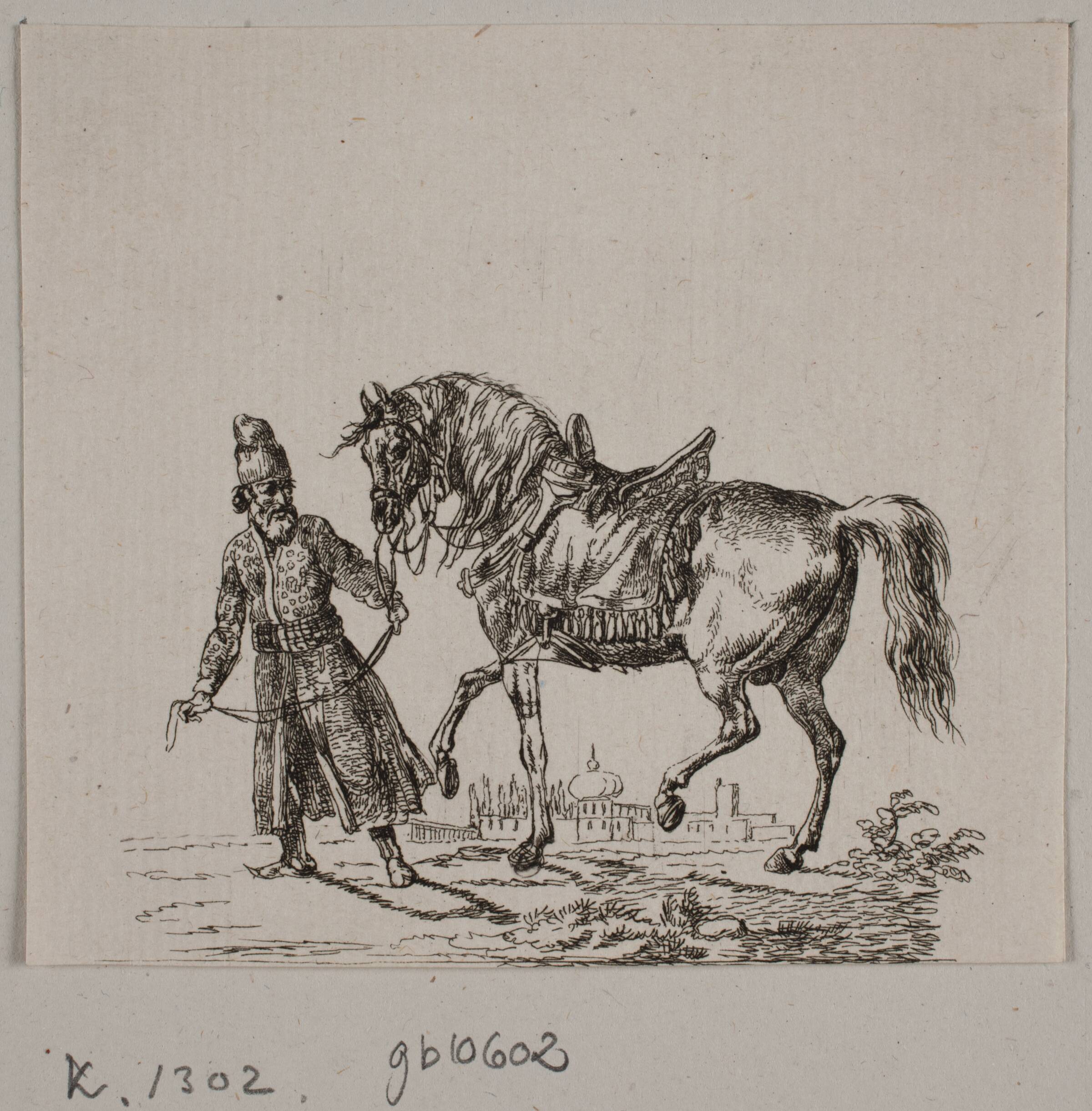 En russer med sin hest, Christian David Gebauer, 1777-1831