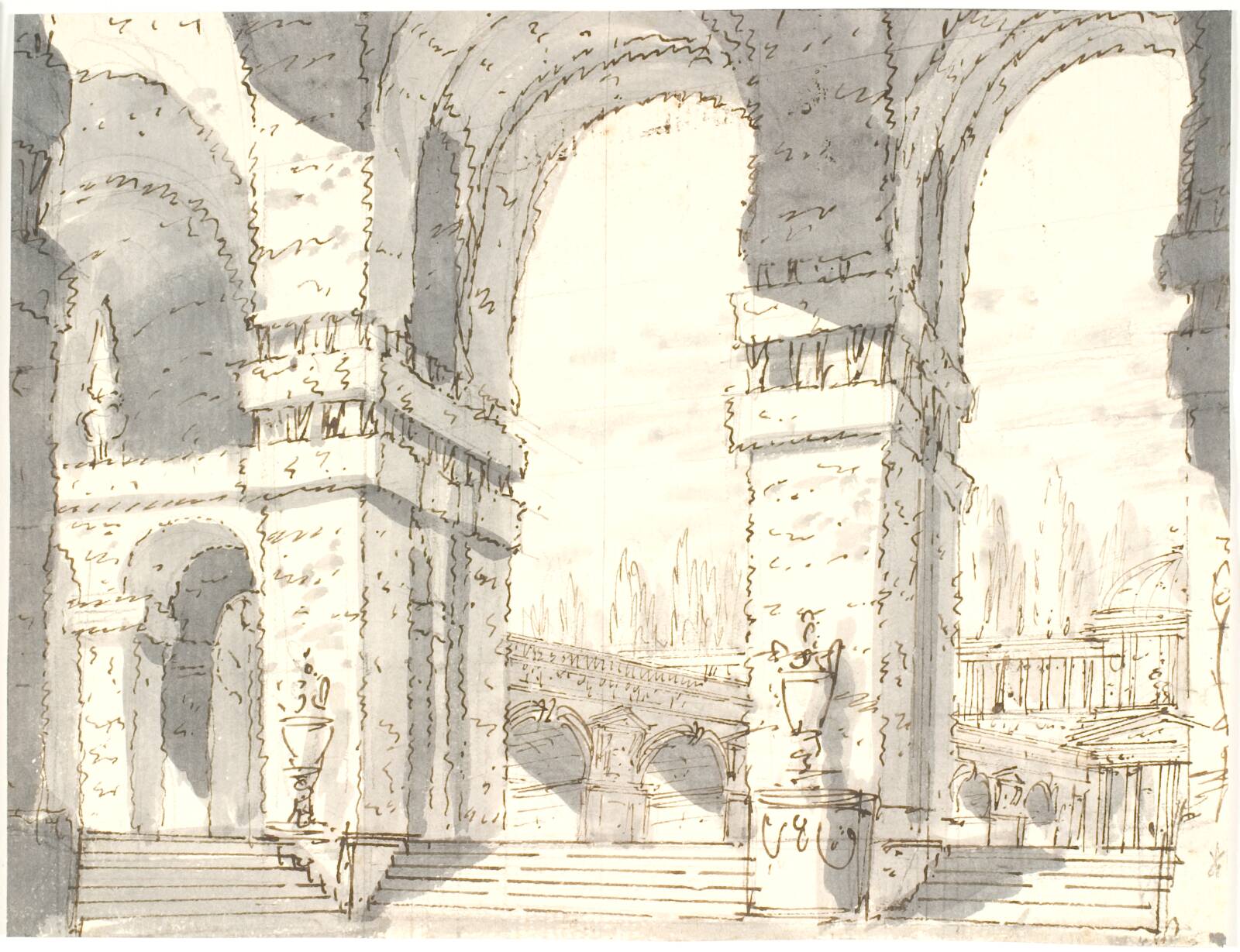 Paladsanlæg med arkader, Aron Wallick, 1803-1809