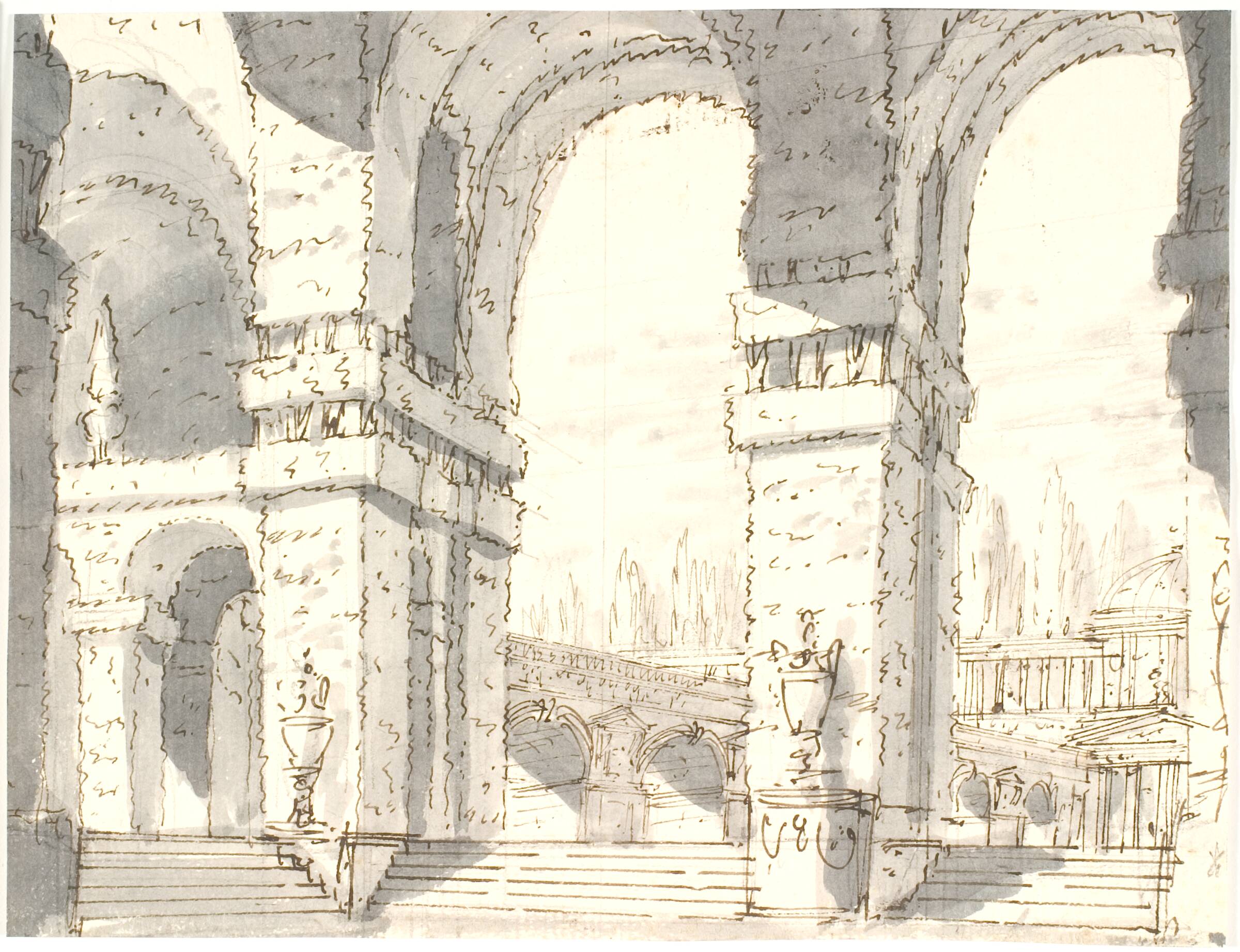 Paladsanlæg med arkader, Aron Wallick, 1803-1809