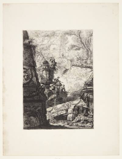 Første del af Arkitektur og Perspektiver, tegnet og raderet af Gio. Batt'a Piranesi, venetiansk arkitekt, kaldet Salcindio Tiseio blandt arkadianerne