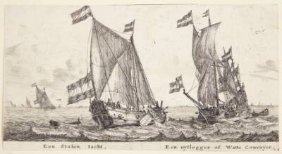 To skibe for sejl, det ene en jagt fra de hollandske stater