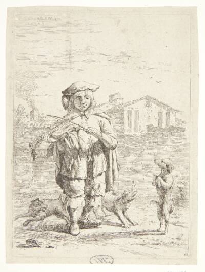 Fiolspiller med tre hunde. "Savoyarden"