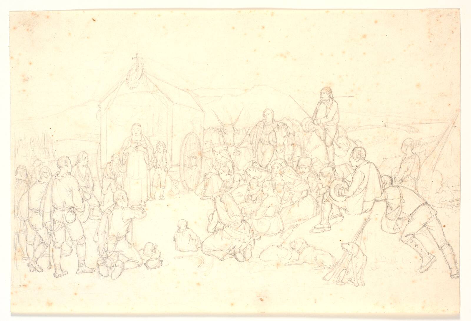 Italienske bønder holder bøn i den romerske Campagne, by Jørgen V. Sonne, 1838-1890