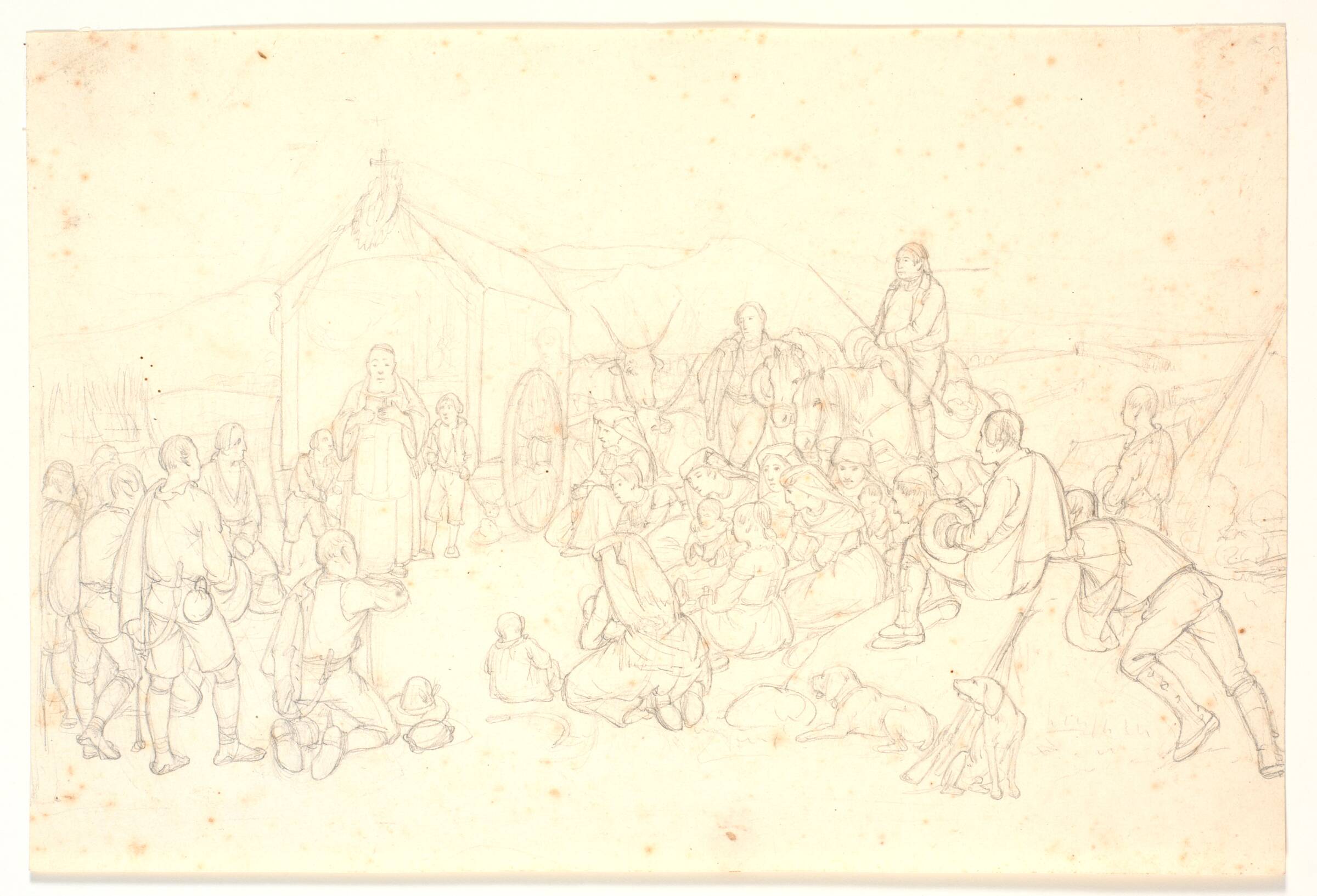 Italienske bønder holder bøn i den romerske Campagne, Jørgen V. Sonne, 1838-1890