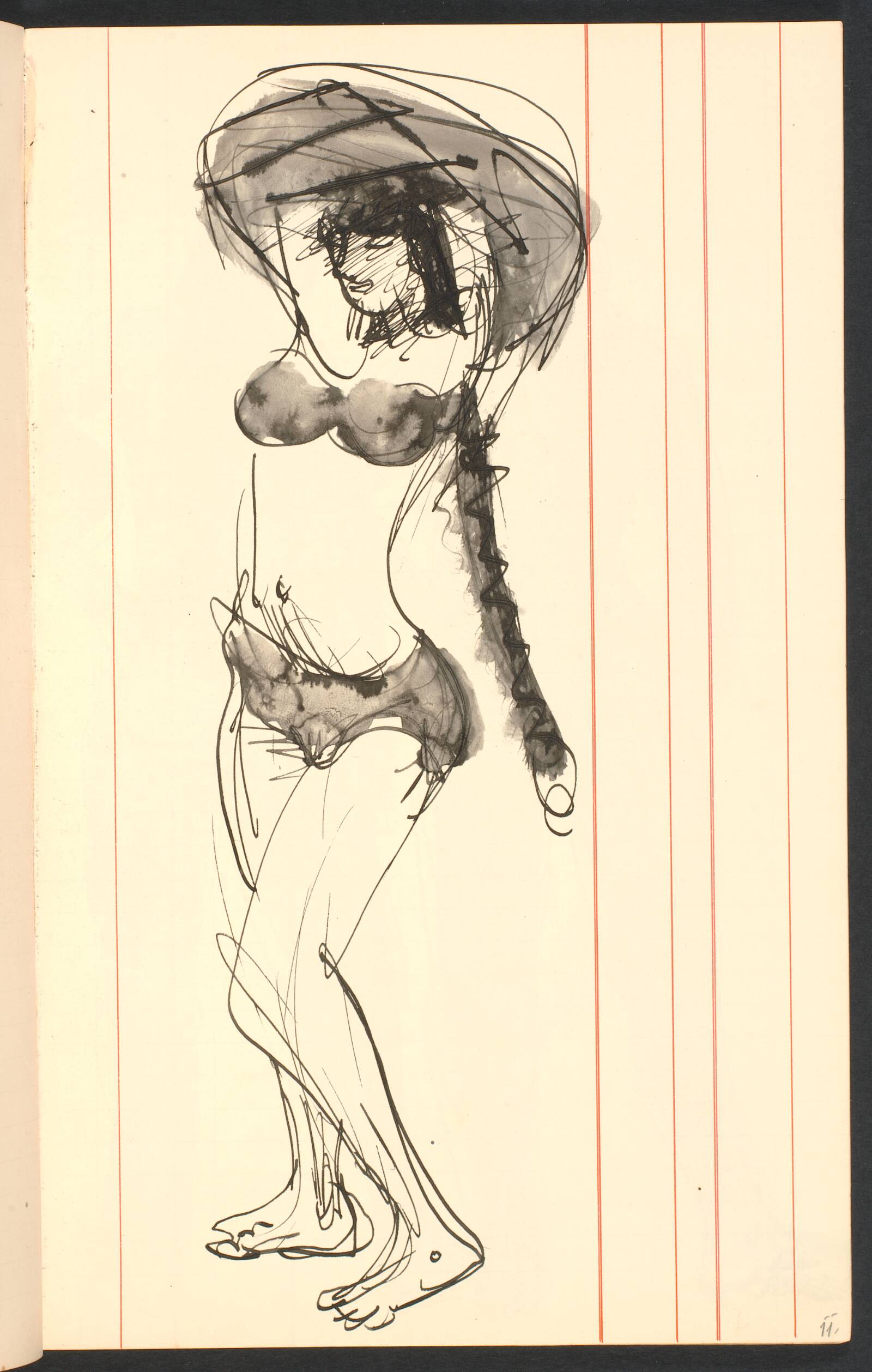 Model ved at tage tøjet af, Gottfred Eickhoff, 1955