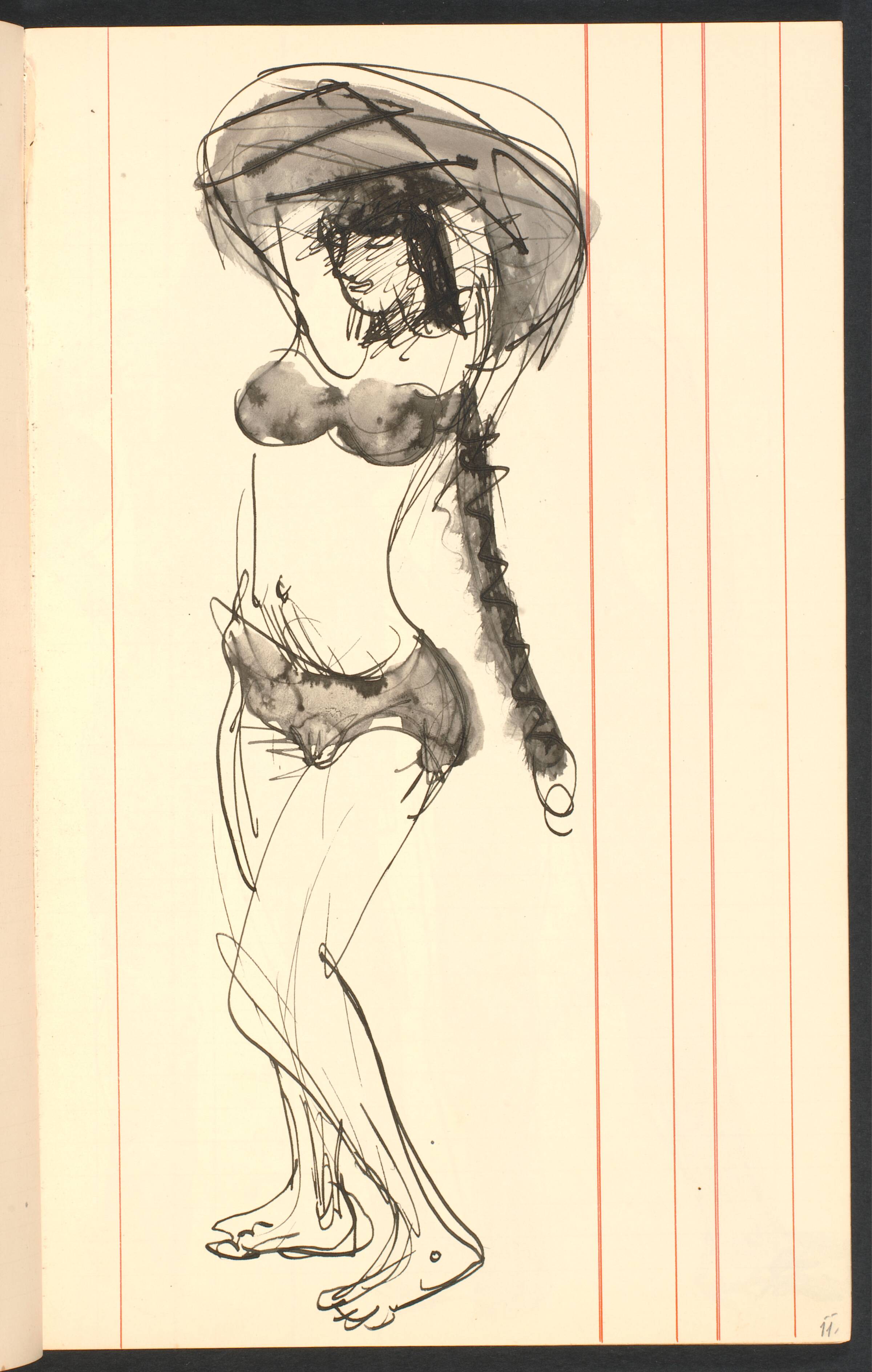 Model ved at tage tøjet af, Gottfred Eickhoff, 1955