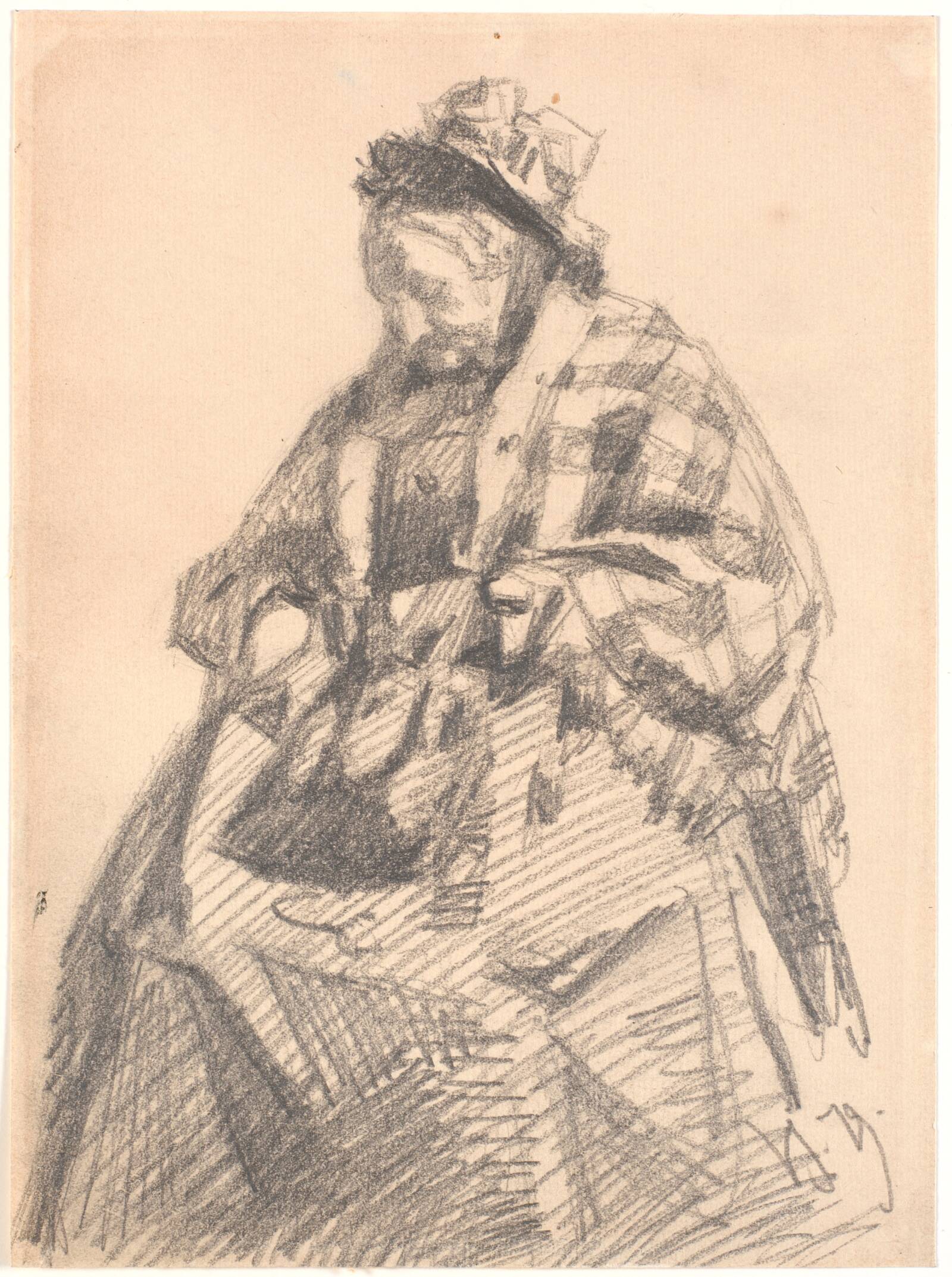 Siddende gammel kone, Viggo Johansen, 1879