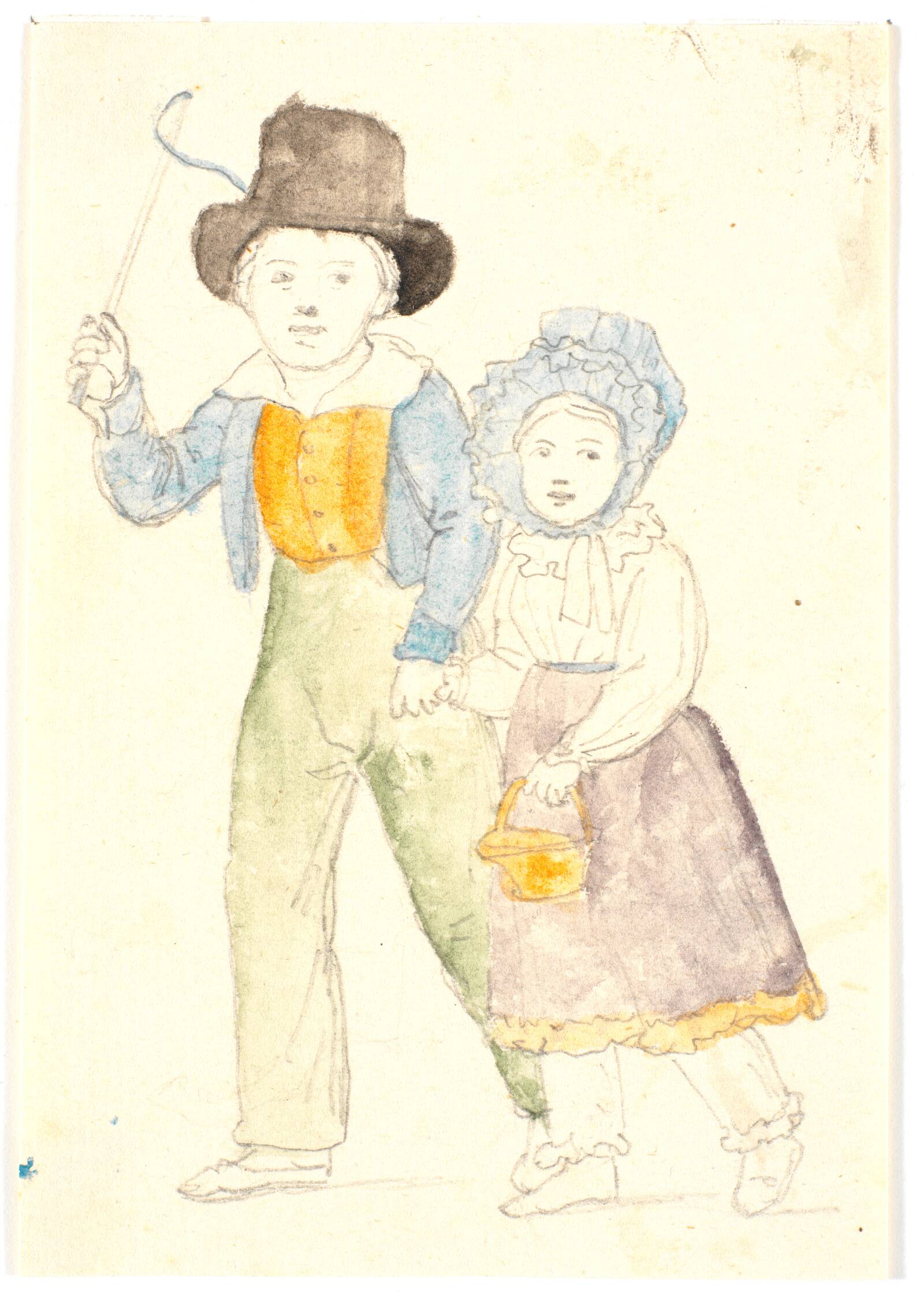 To gående børn, Wilhelm Bendz, 1820-1832