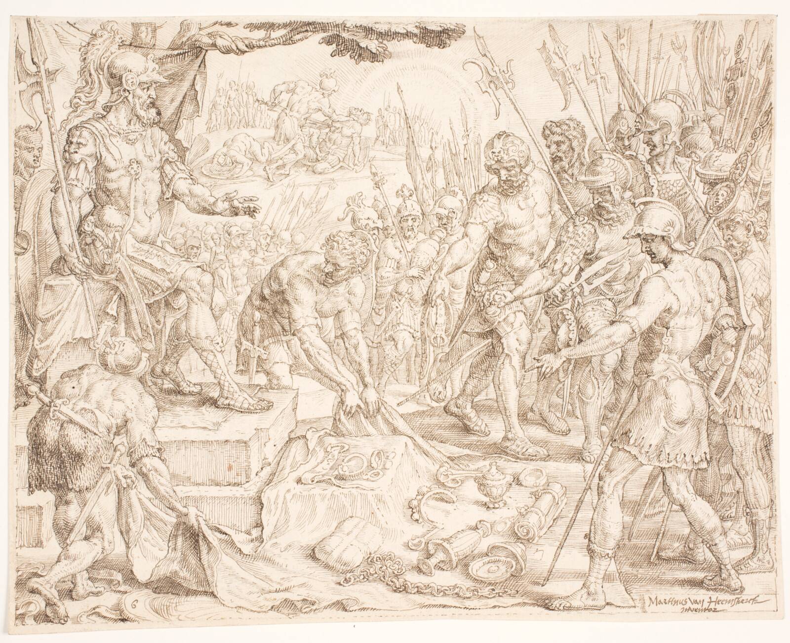 Gideon modtager krigsbyttet, Maarten van Heemskerck, 1559-1562