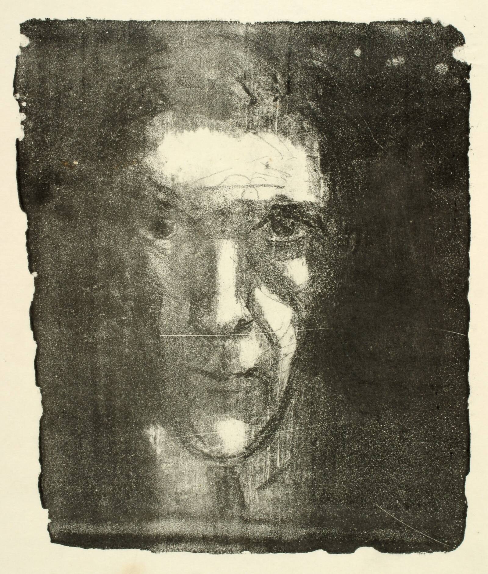 Selvportræt, strengt frontalt ansigt, Kaj Ejstrup, 1929