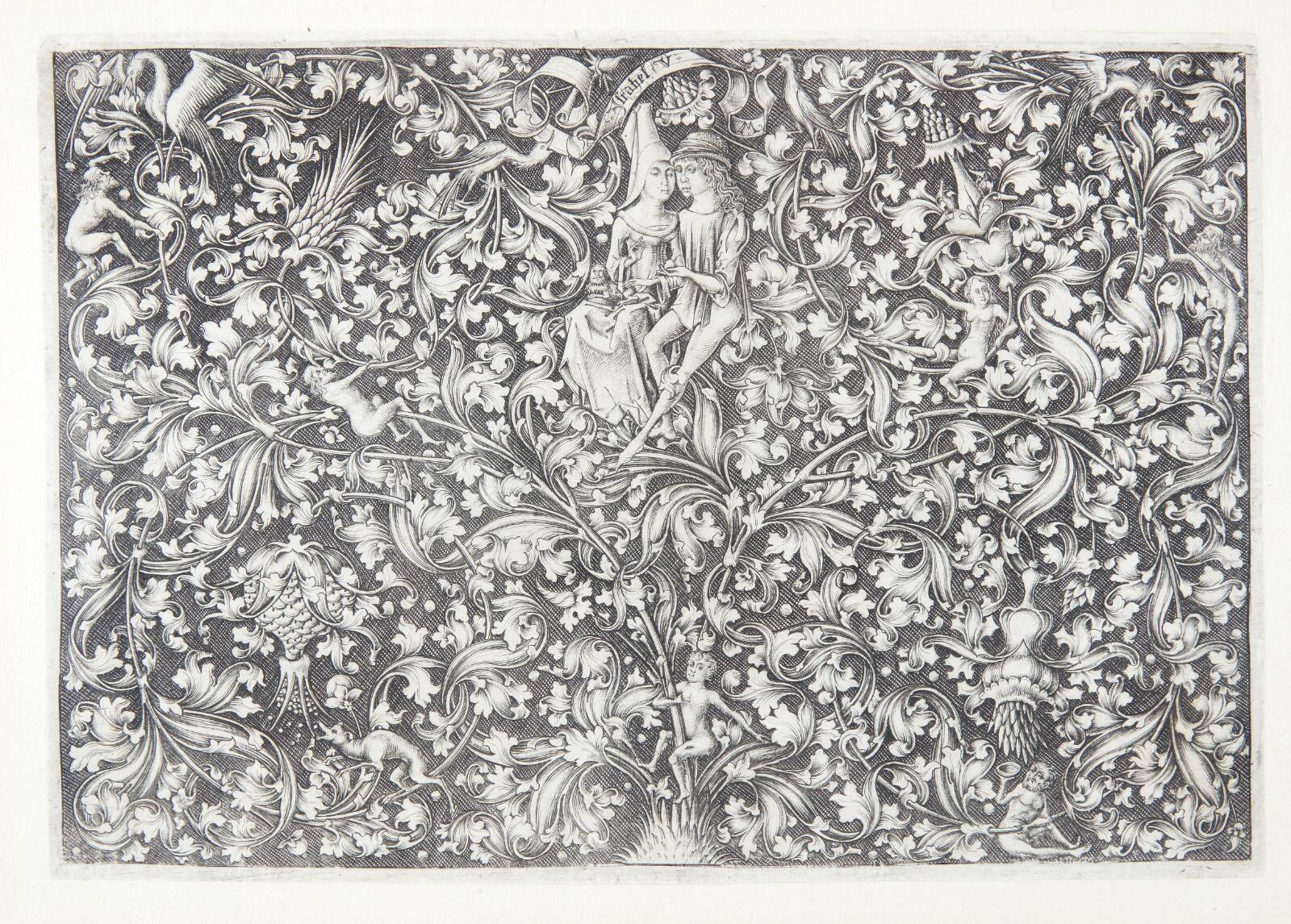 Ornament with lovers, by Israhel van Meckenem, 1480-1503
