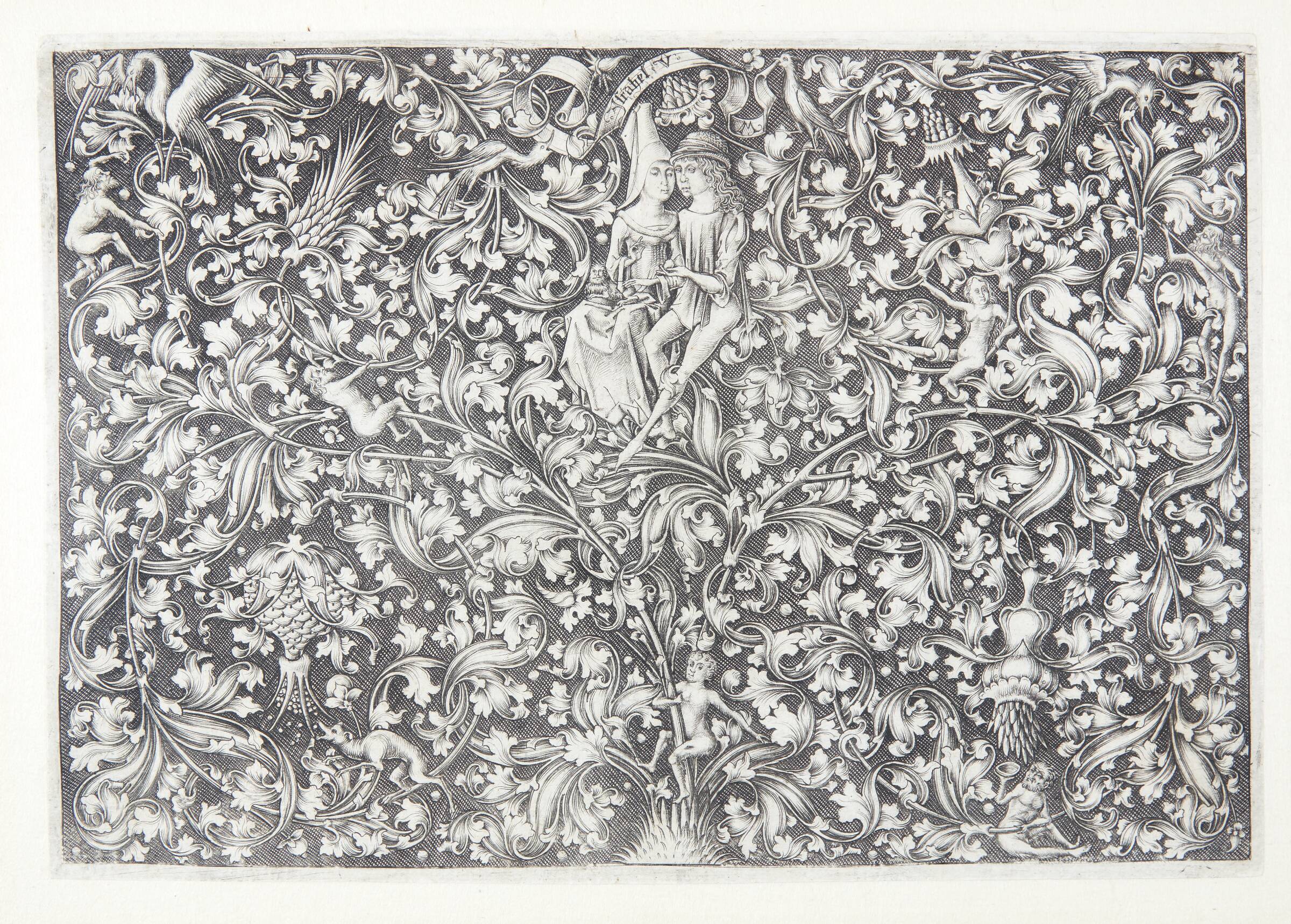 Ornament med to elskende, Israhel van Meckenem, 1480-1503