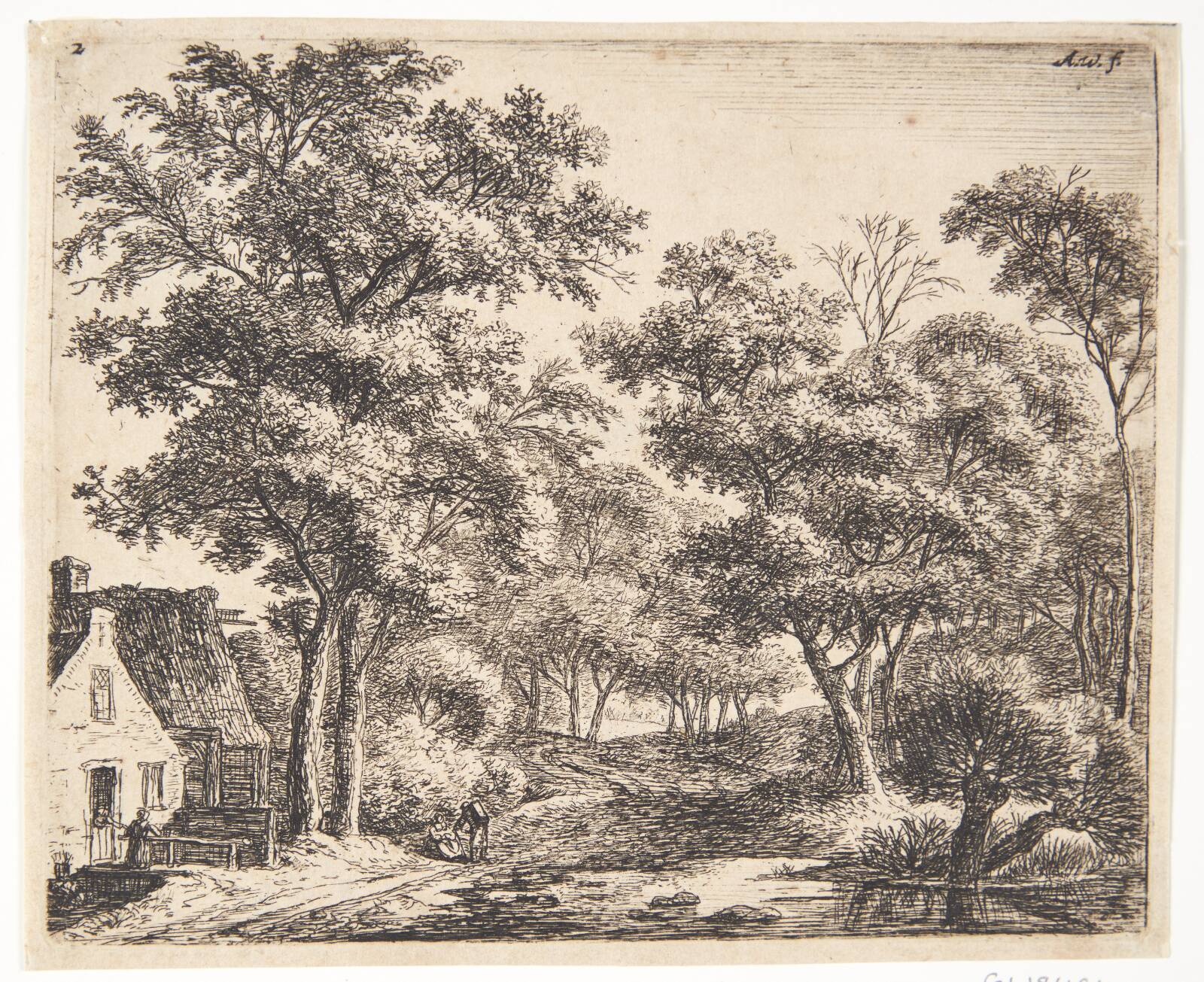 Kvinde på en lille bro, Anthonie Waterloo, 1610-1690