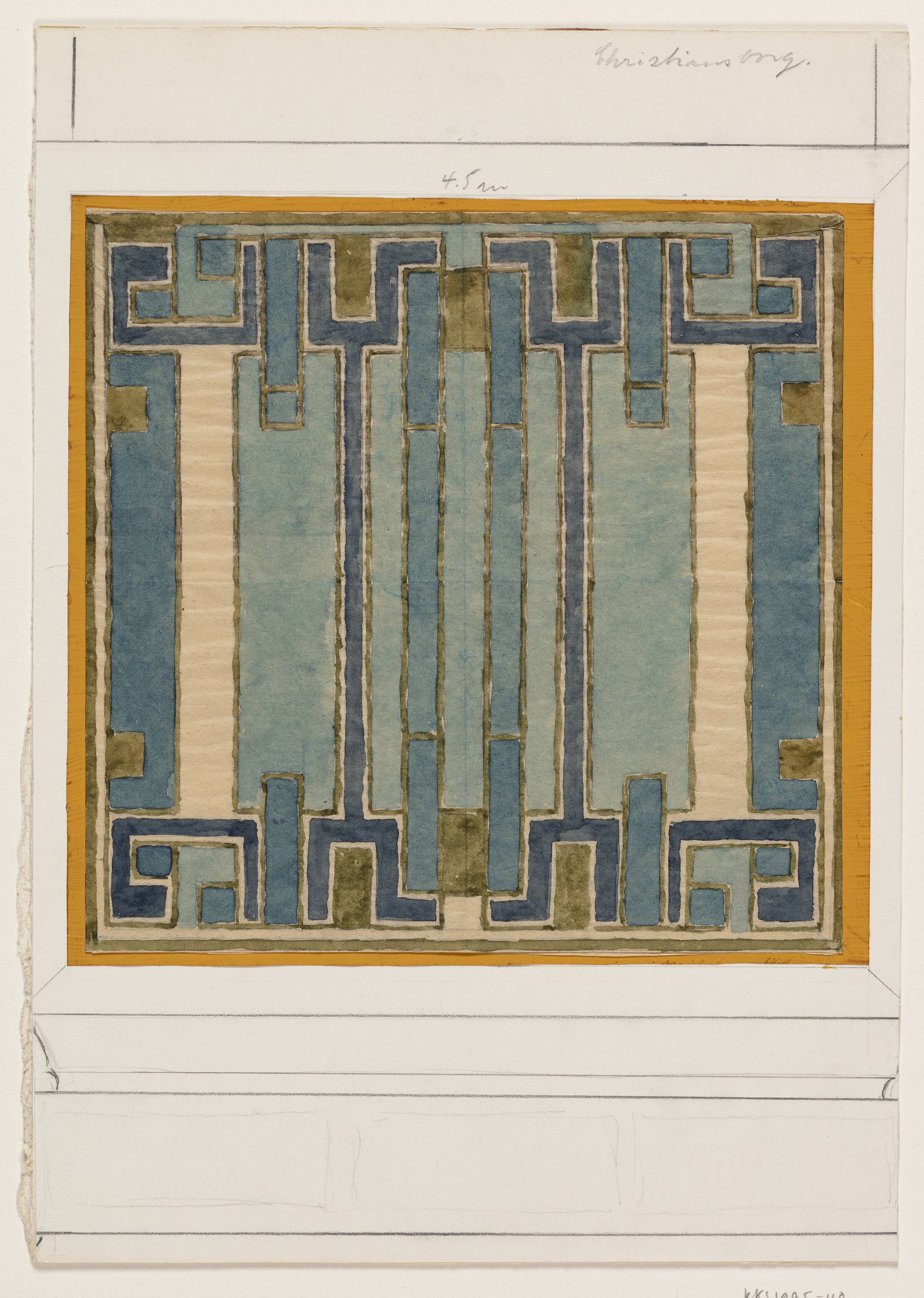 Udkast til en gobelin (af ialt tre) til udsmykning af Landstingssalen på Christiansborg 1969-72, Anna Thommesen, 1969-1972