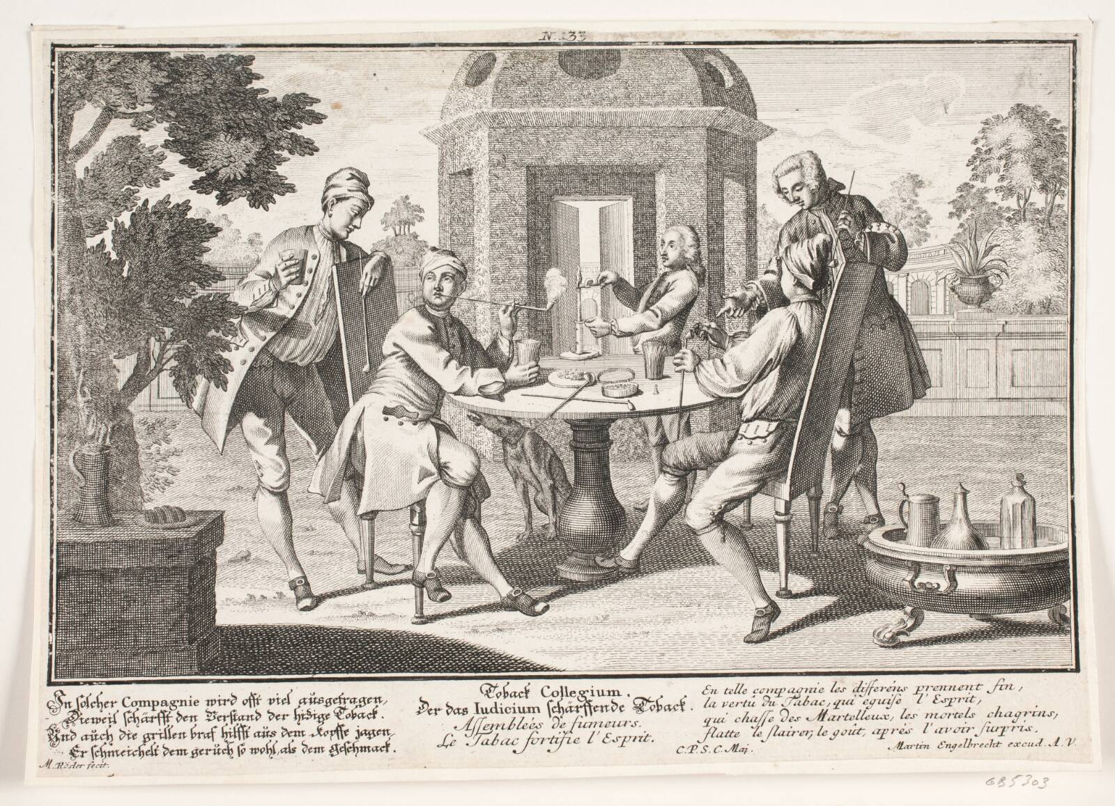 Mænd, der ryger tobak, Michael Rössler, 1705-1777