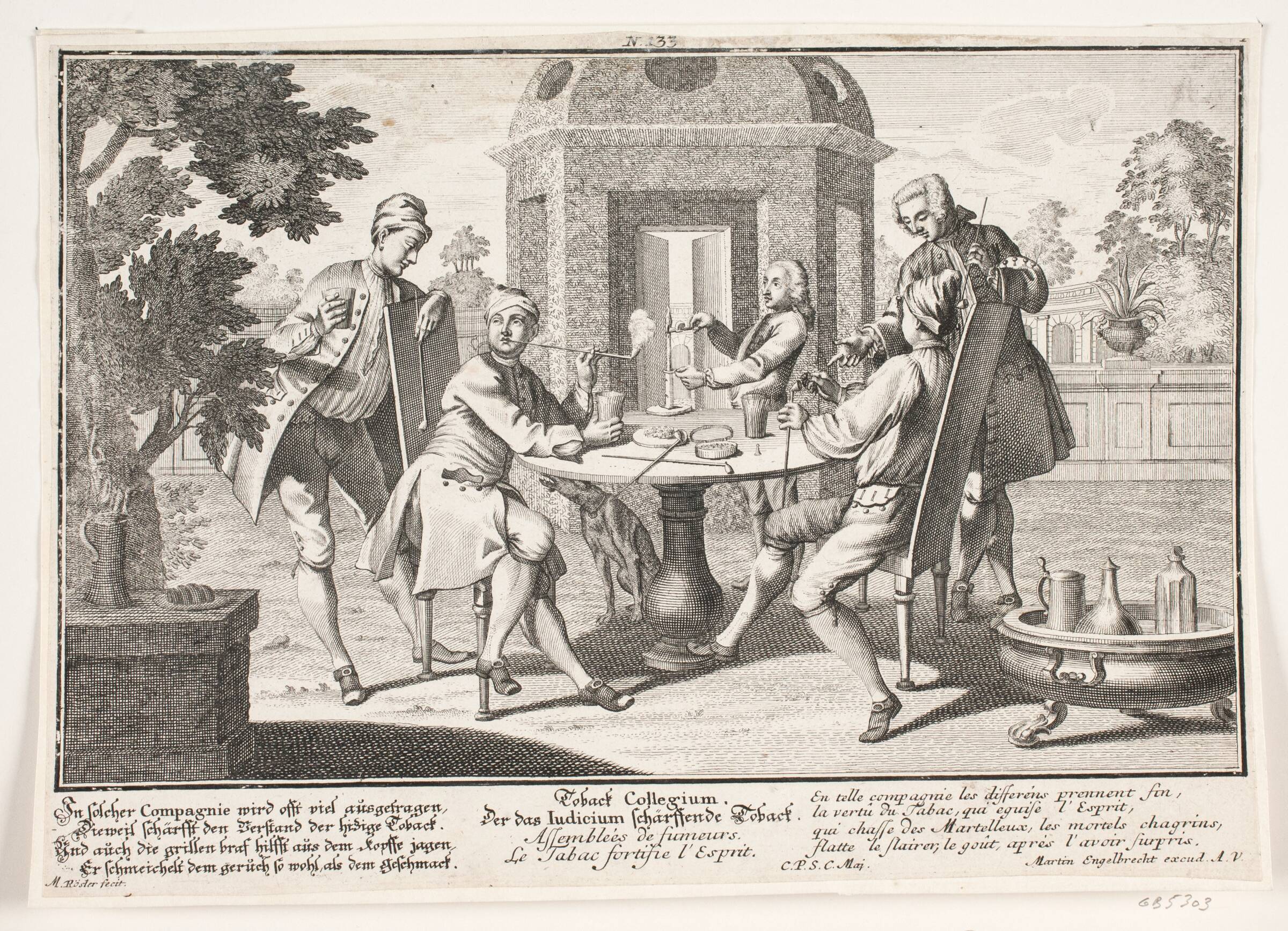 Mænd, der ryger tobak, Michael Rössler, 1705-1777