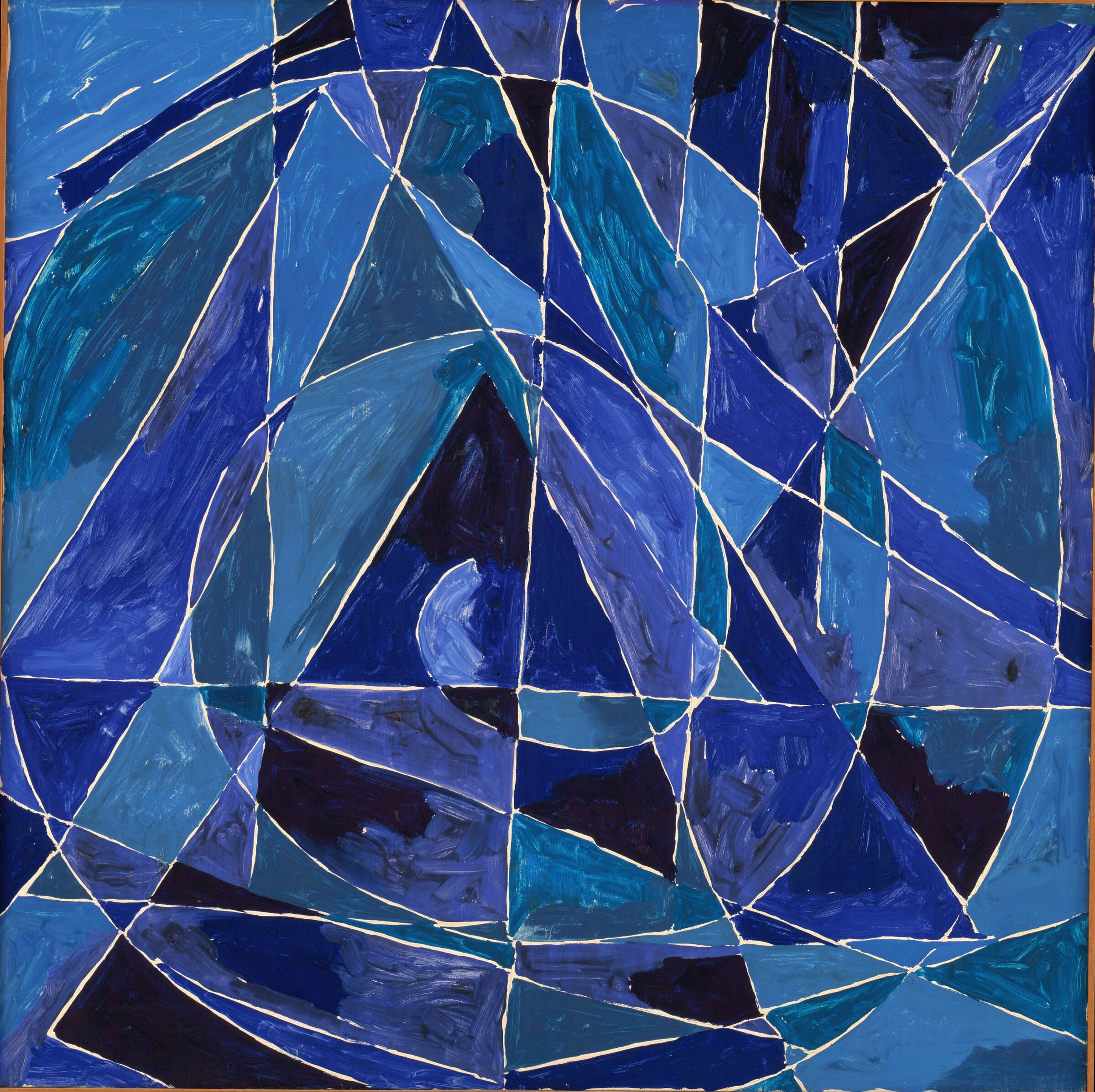 Billede malt i 7 blå farver, Else Alfelt, 1972