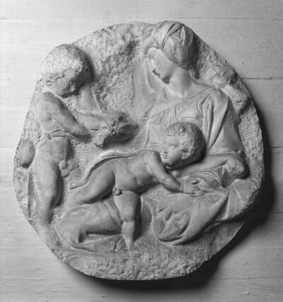 Jomfru Maria med Barnet og den unge Johannes Døber, 'Tondo Taddei'