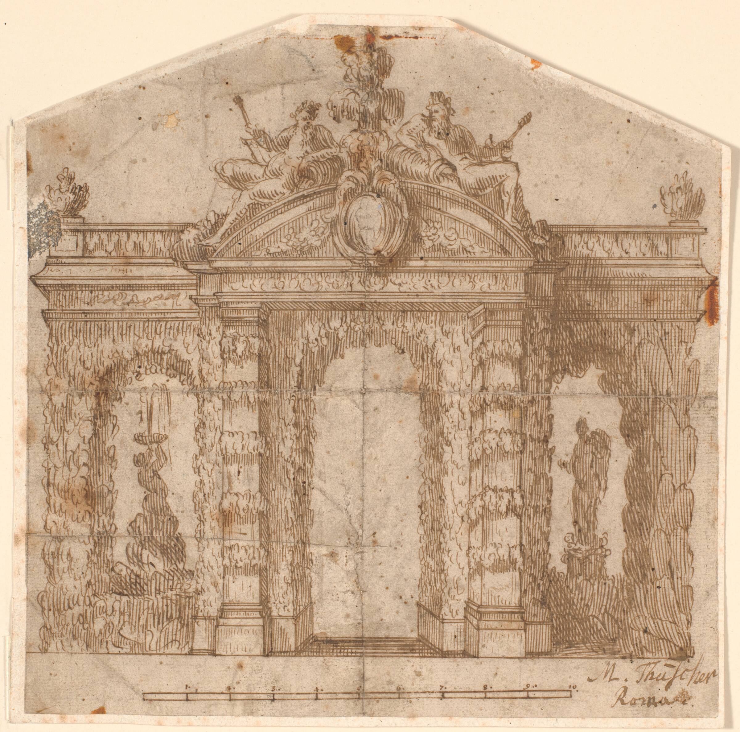 Arkitektonisk havedekoration med springvand, Marcus Tuscher, 1729-1732