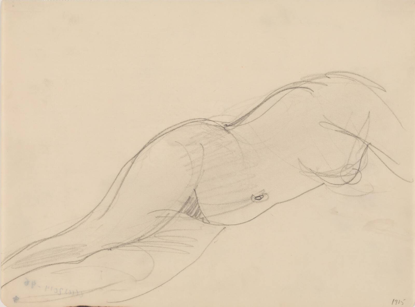 Kvindelig model, liggende, J.A. Jerichau, 1915