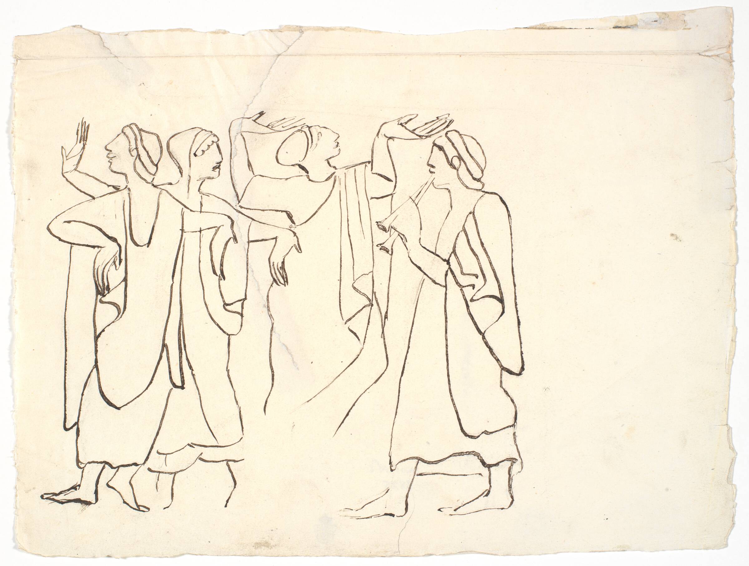 Studie efter antikt relief med fløjtespil og dans, i museet i Palermo, L.A. Ring, 1893-1895