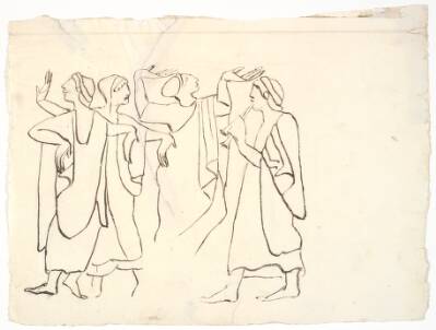 Studie efter antikt relief med fløjtespil og dans, i museet i Palermo