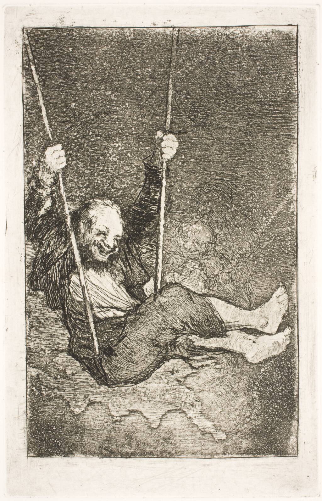Troldmand i en gynge (Viejo columpiándose), Francisco de Goya, 1826-1828